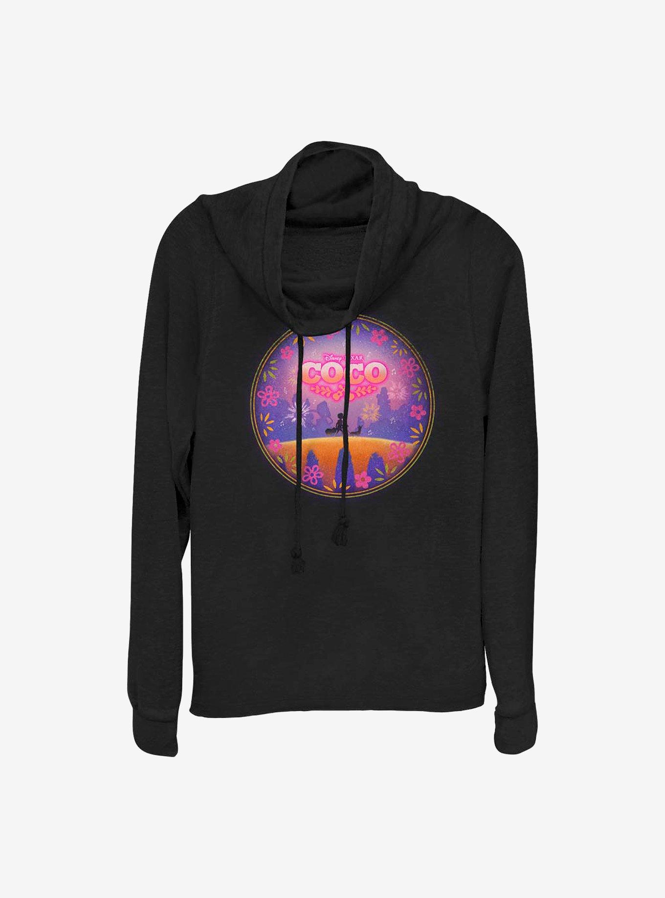 Disney Pixar Coco Bridge Cowlneck Long-Sleeve Girls Top, BLACK, hi-res