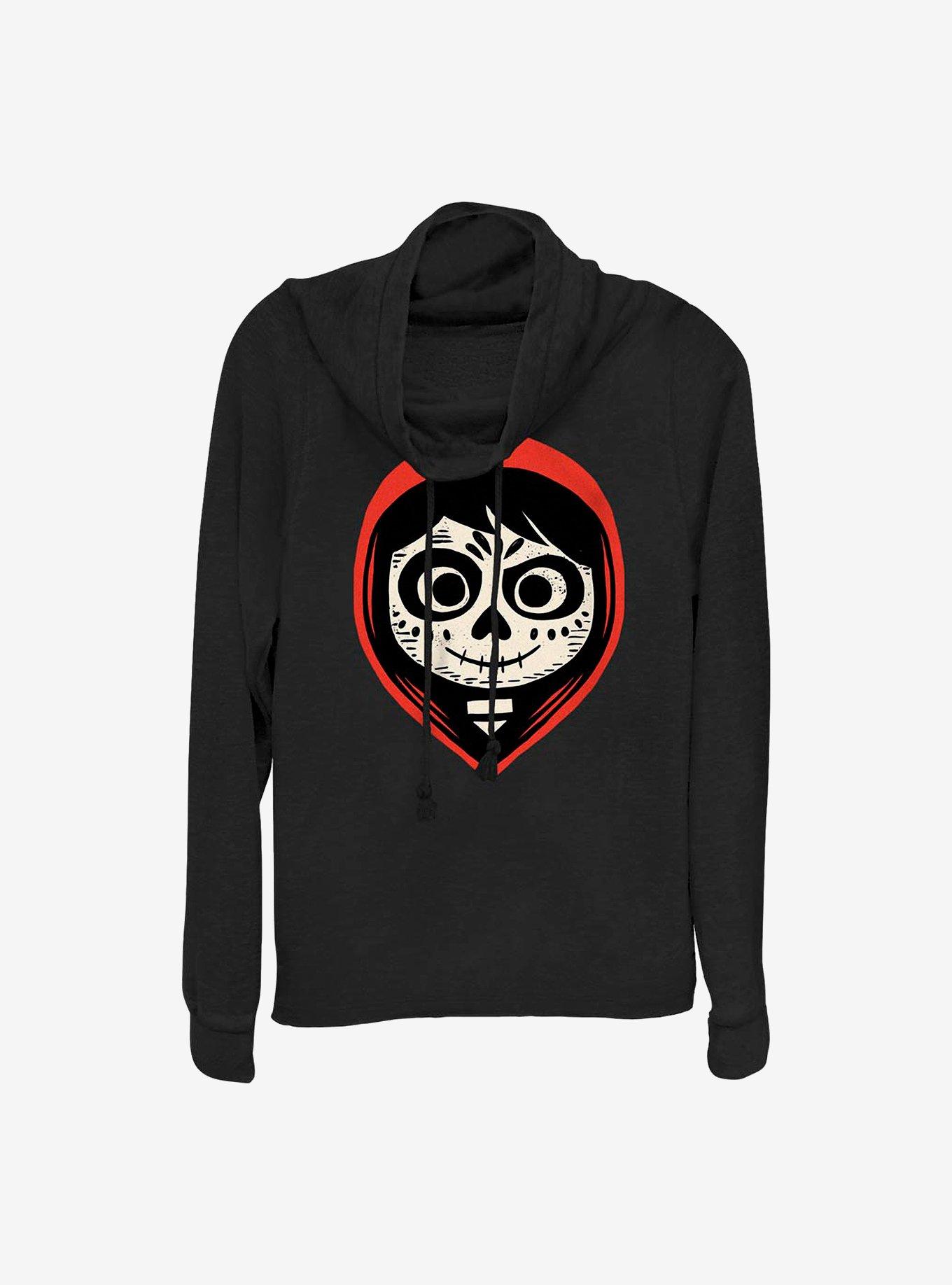 Disney Pixar Coco Dia De Los Muertos Cowlneck Long-Sleeve Girls Top, BLACK, hi-res