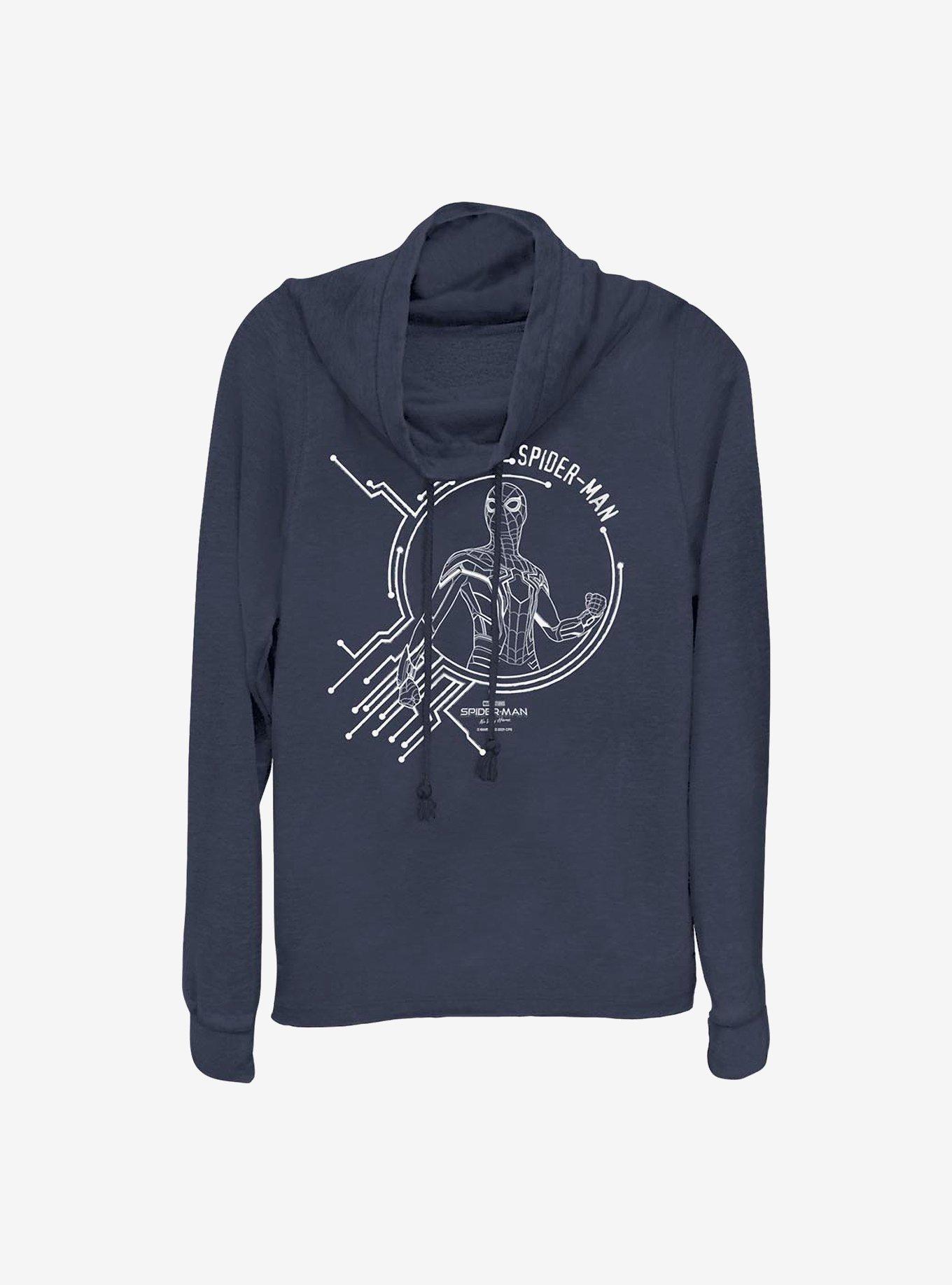 Marvel Spider-Man White Tech Cowlneck Long-Sleeve Girls Top, , hi-res