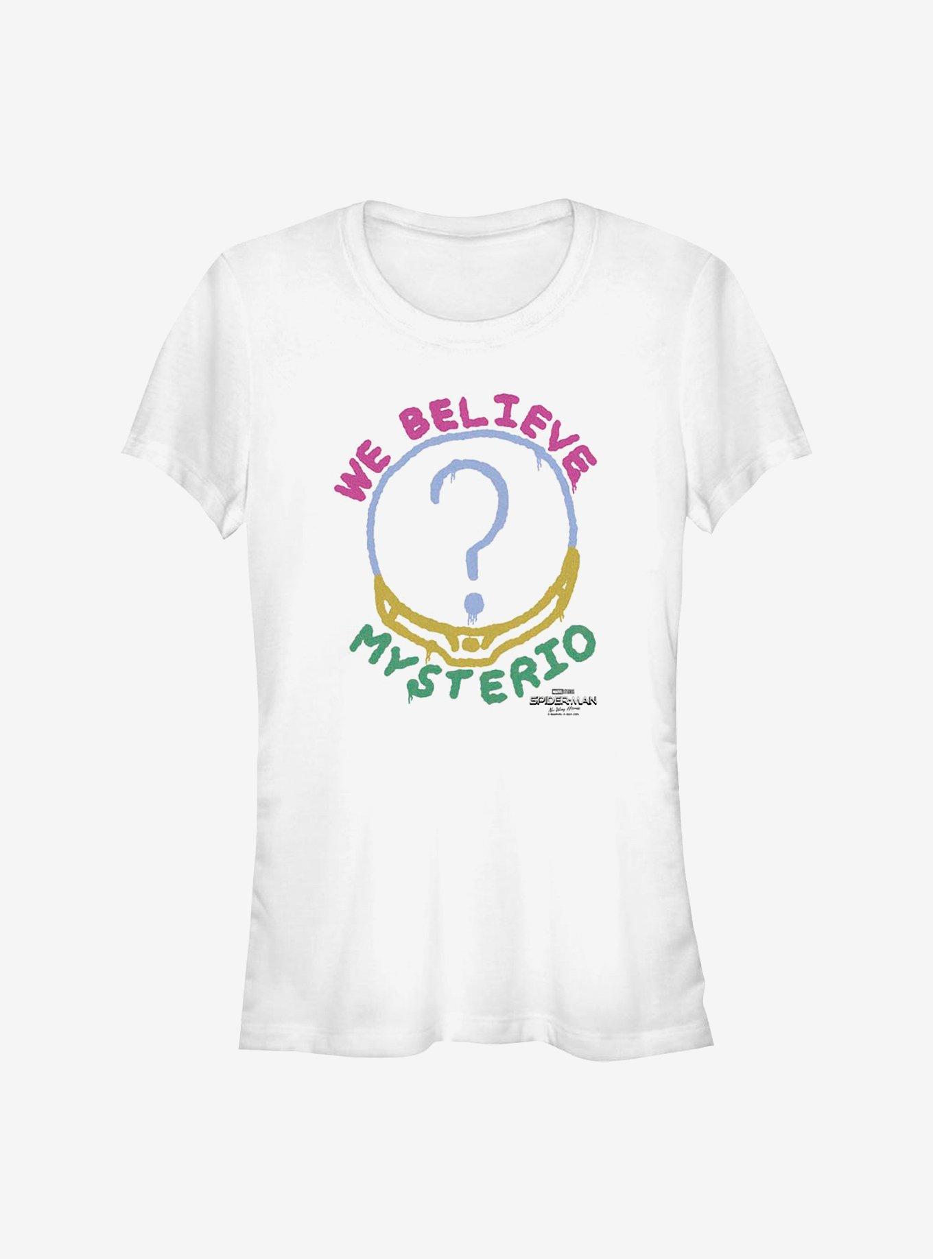 Marvel Spider-Man Believe Mysterio Font Girls T-Shirt, WHITE, hi-res