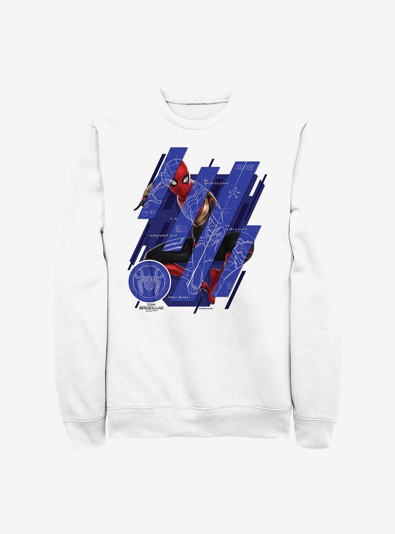 Marvel Spider-Man Schematic Panels Crew Sweatshirt, WHITE, hi-res