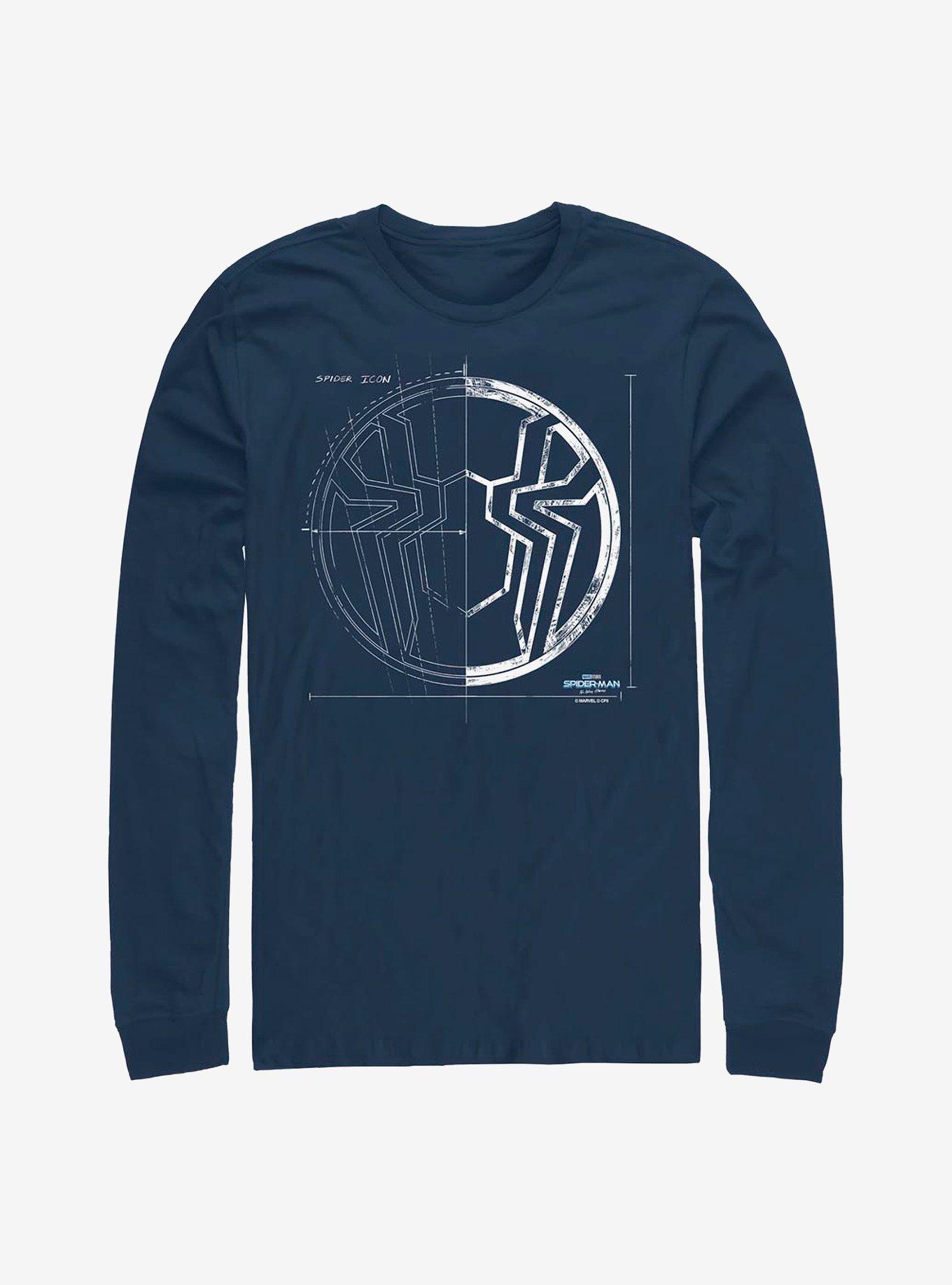 Marvel Spider-Man Grid White Long-Sleeve T-Shirt, NAVY, hi-res