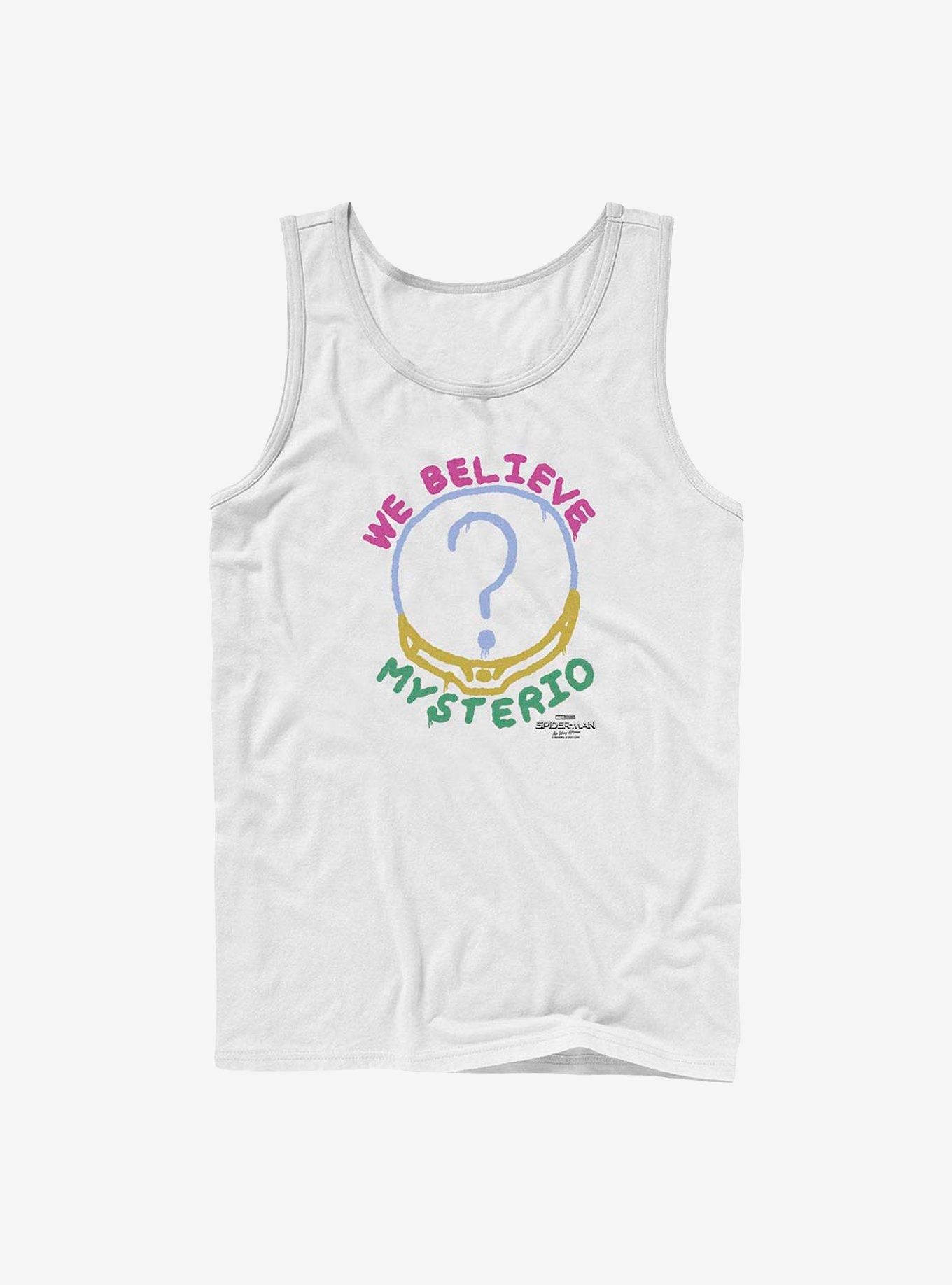 Marvel Spider-Man Believe Mysterio Font Tank, WHITE, hi-res