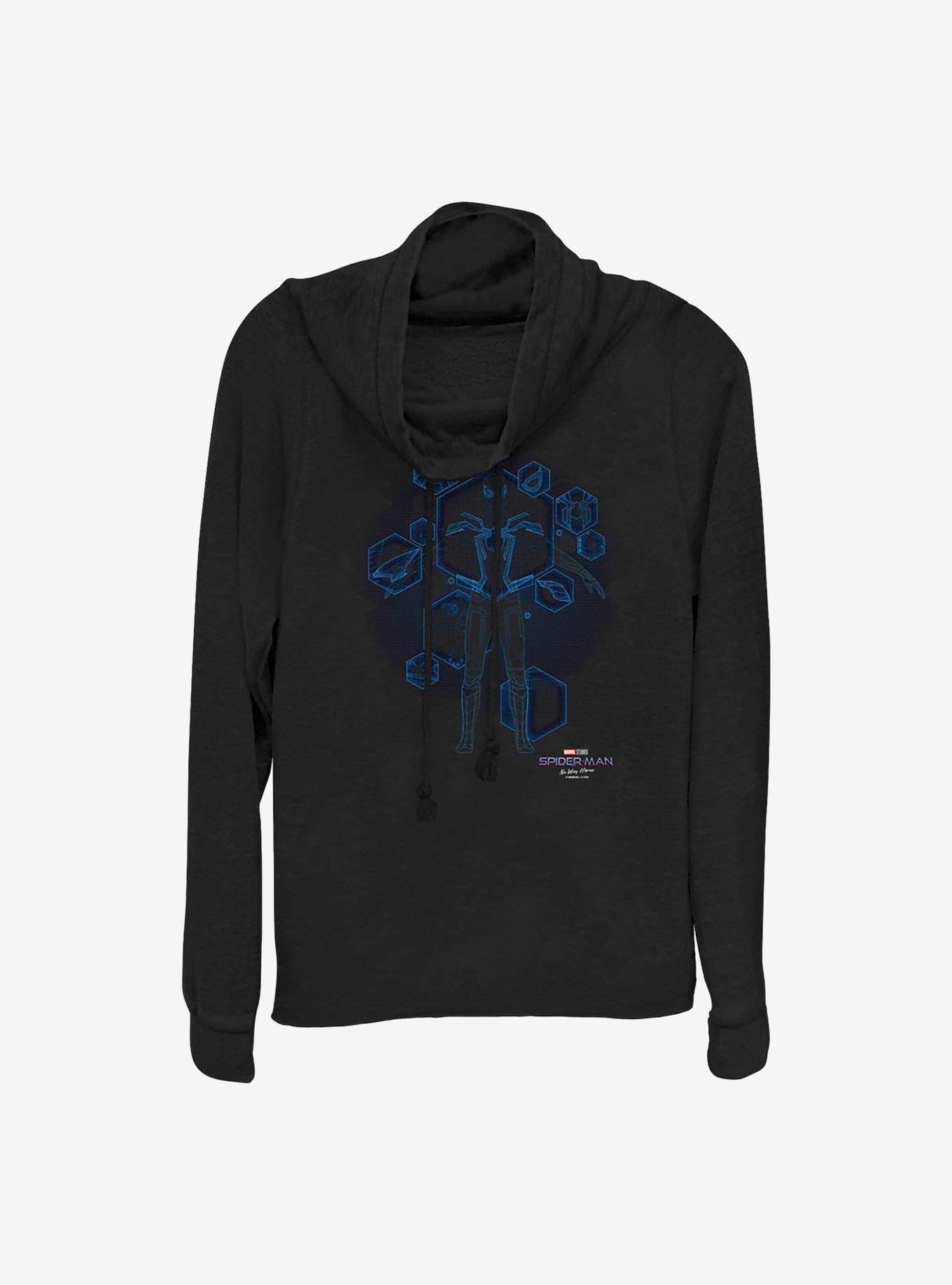 Marvel Spider-Man Blue Print Ready Cowlneck Long-Sleeve Girls Top, , hi-res