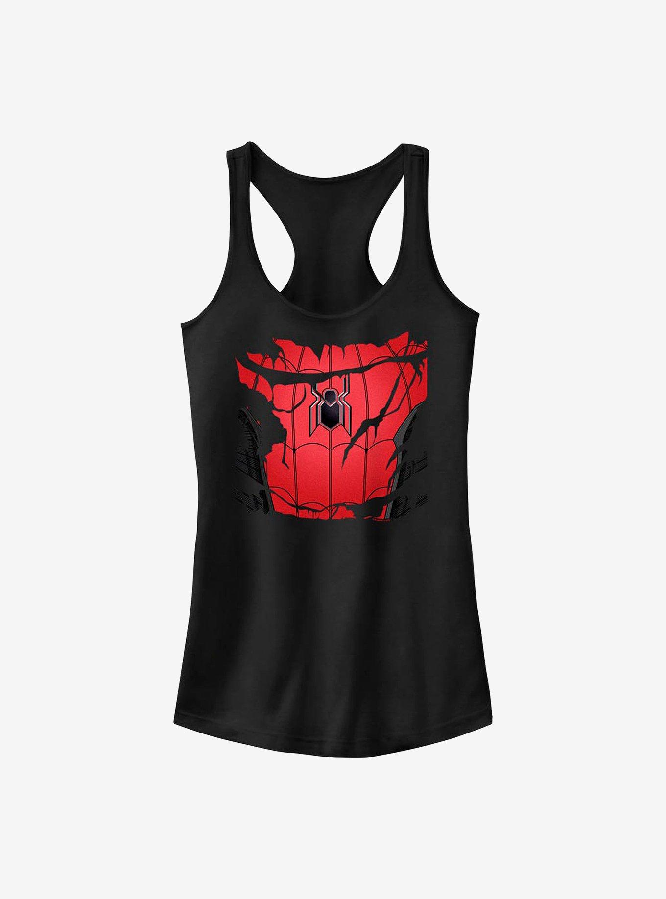 Marvel Spider-Man Spiderman Torn Suit Girls Tank, BLACK, hi-res