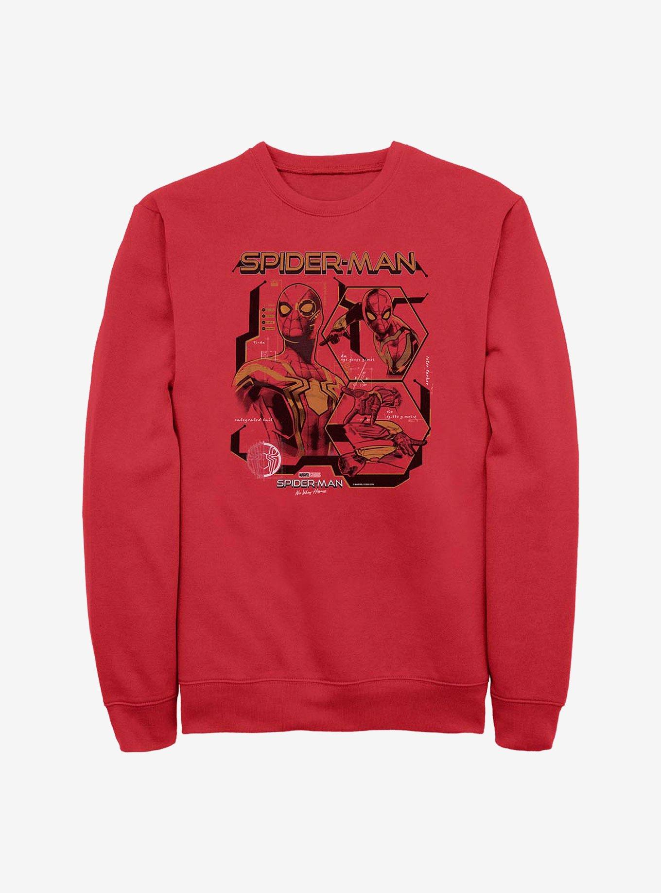 Marvel Spider-Man Suit Notes Crew Sweatshirt, RED, hi-res