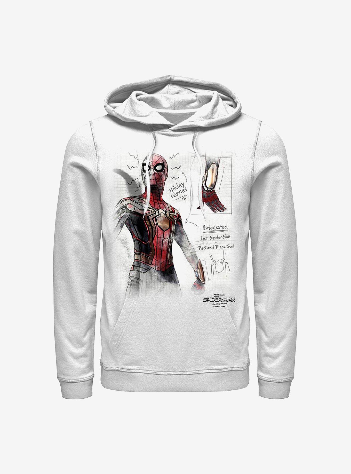 Marvel Spider-Man Sketched Hoodie, WHITE, hi-res