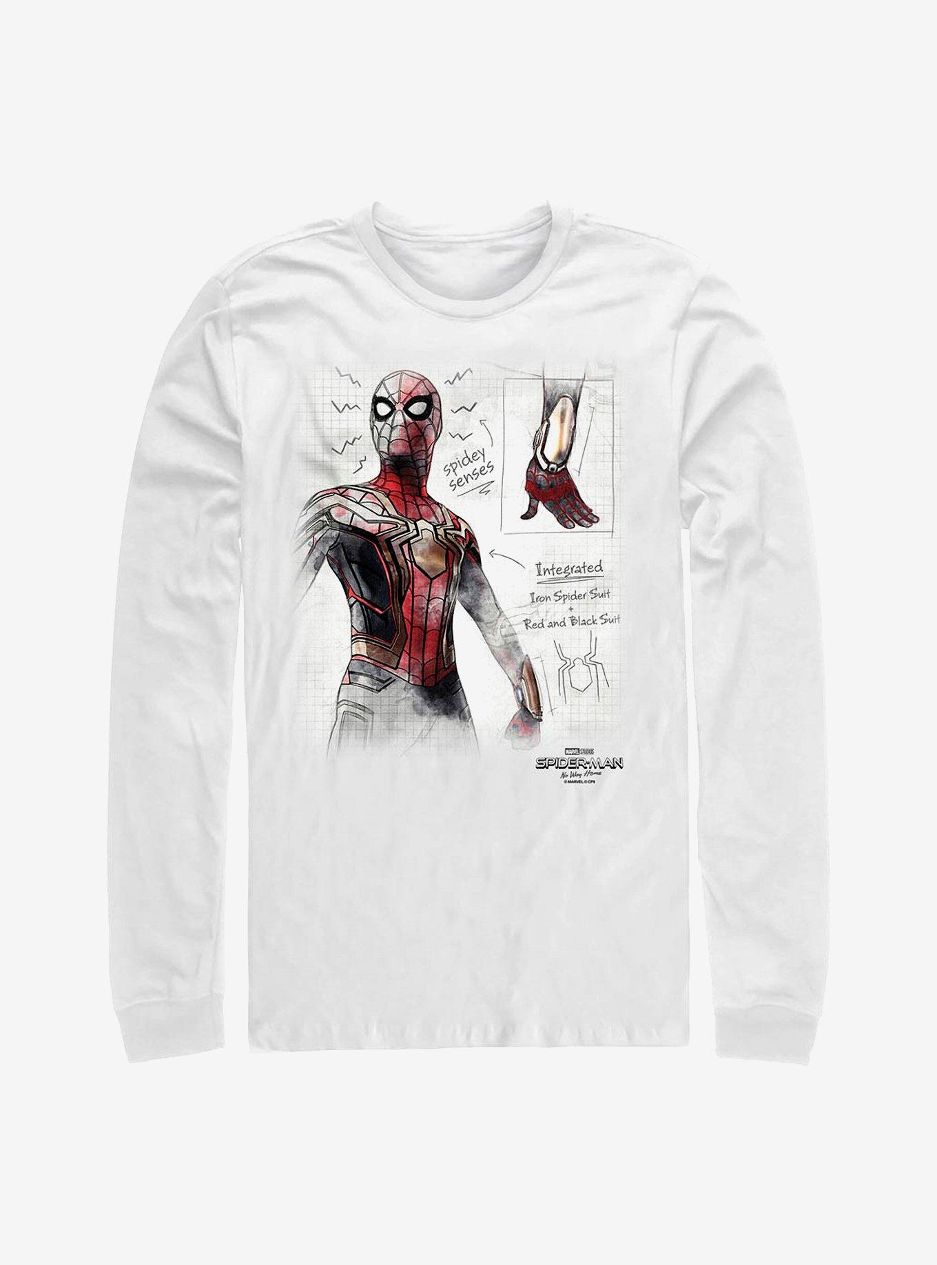 Marvel Spider-Man Sketched Long-Sleeve T-Shirt, WHITE, hi-res