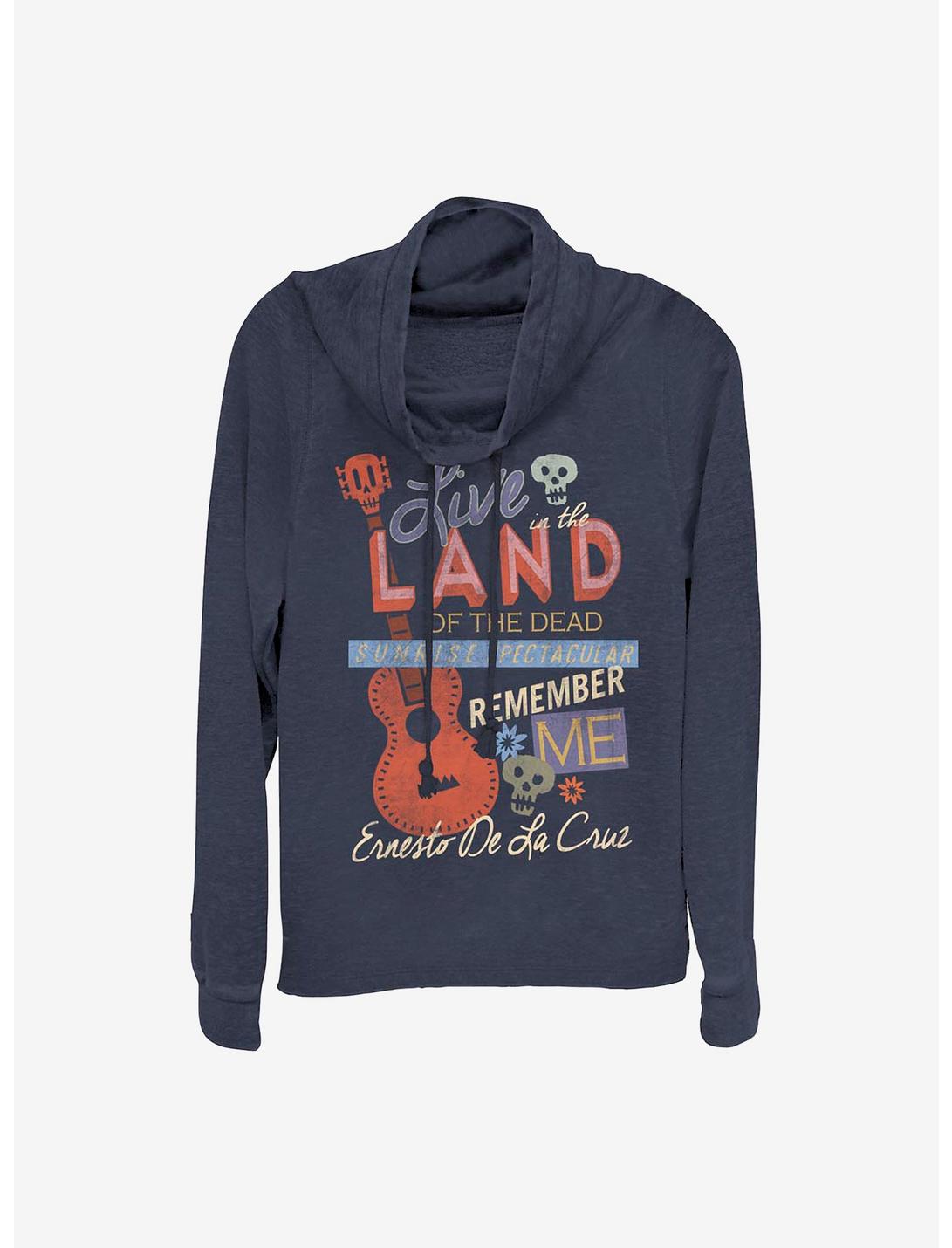 Disney Pixar Coco Live In The Land Of The Dead Cowlneck Long-Sleeve Girls Top, NAVY, hi-res