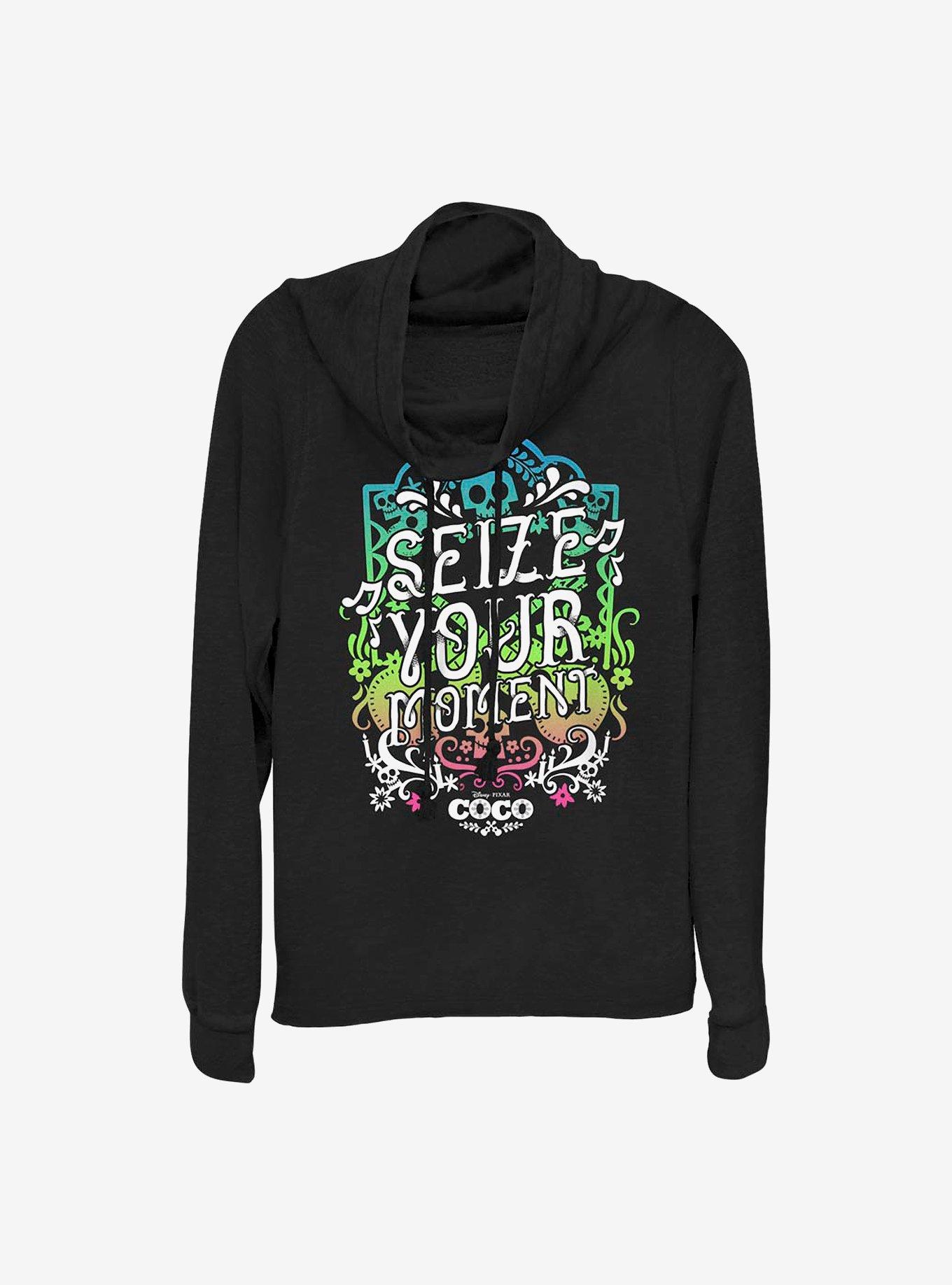 Disney Pixar Coco Seize Your Moment Cowlneck Long-Sleeve Girls Top, BLACK, hi-res