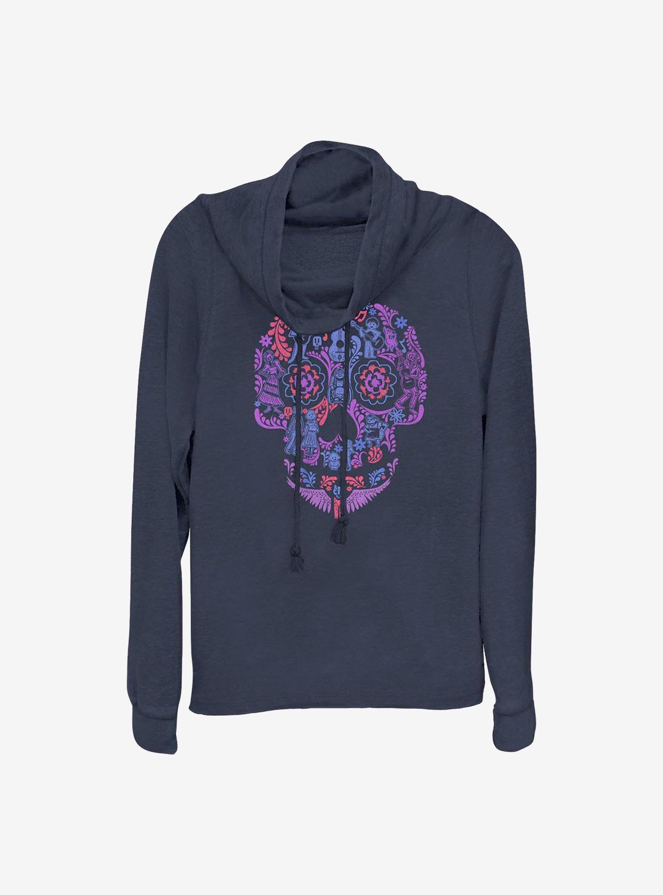 Disney Pixar Coco Skull Cowlneck Long-Sleeve Girls Top, , hi-res