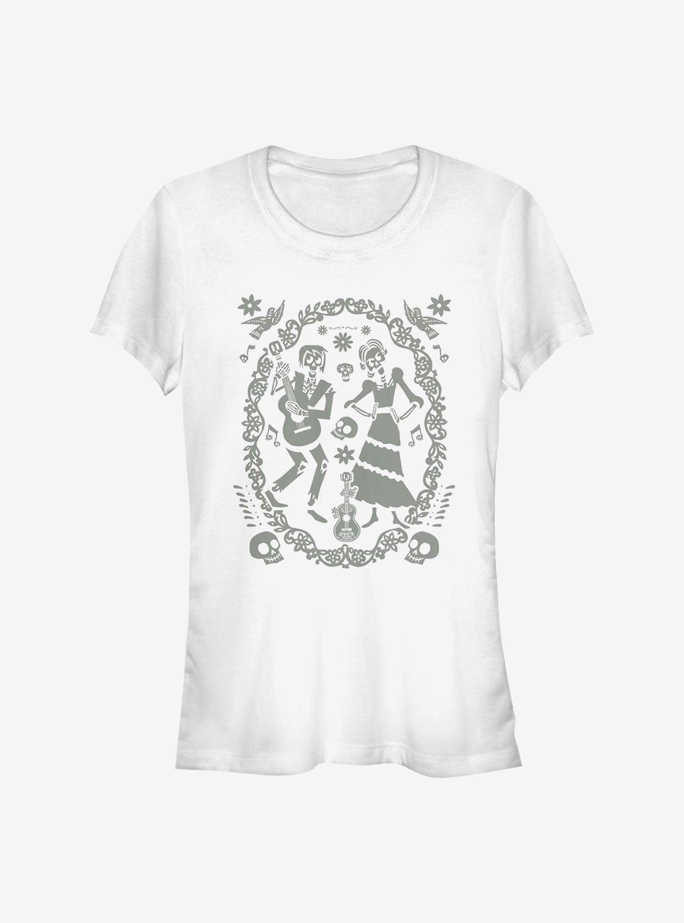 Disney Pixar Coco Paper Art Oval Girls T-Shirt, WHITE, hi-res