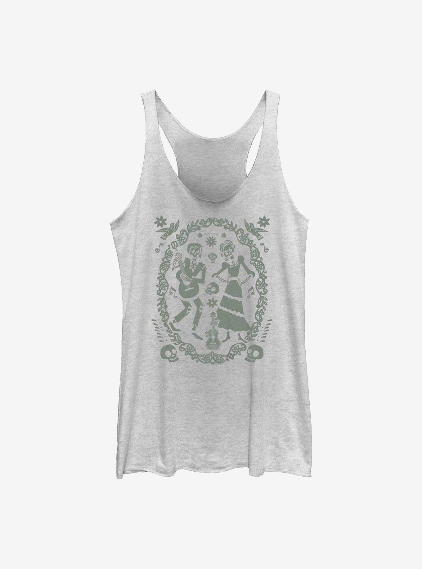 Disney Pixar Coco Paper Art Oval Girls Tank, WHITE HTR, hi-res