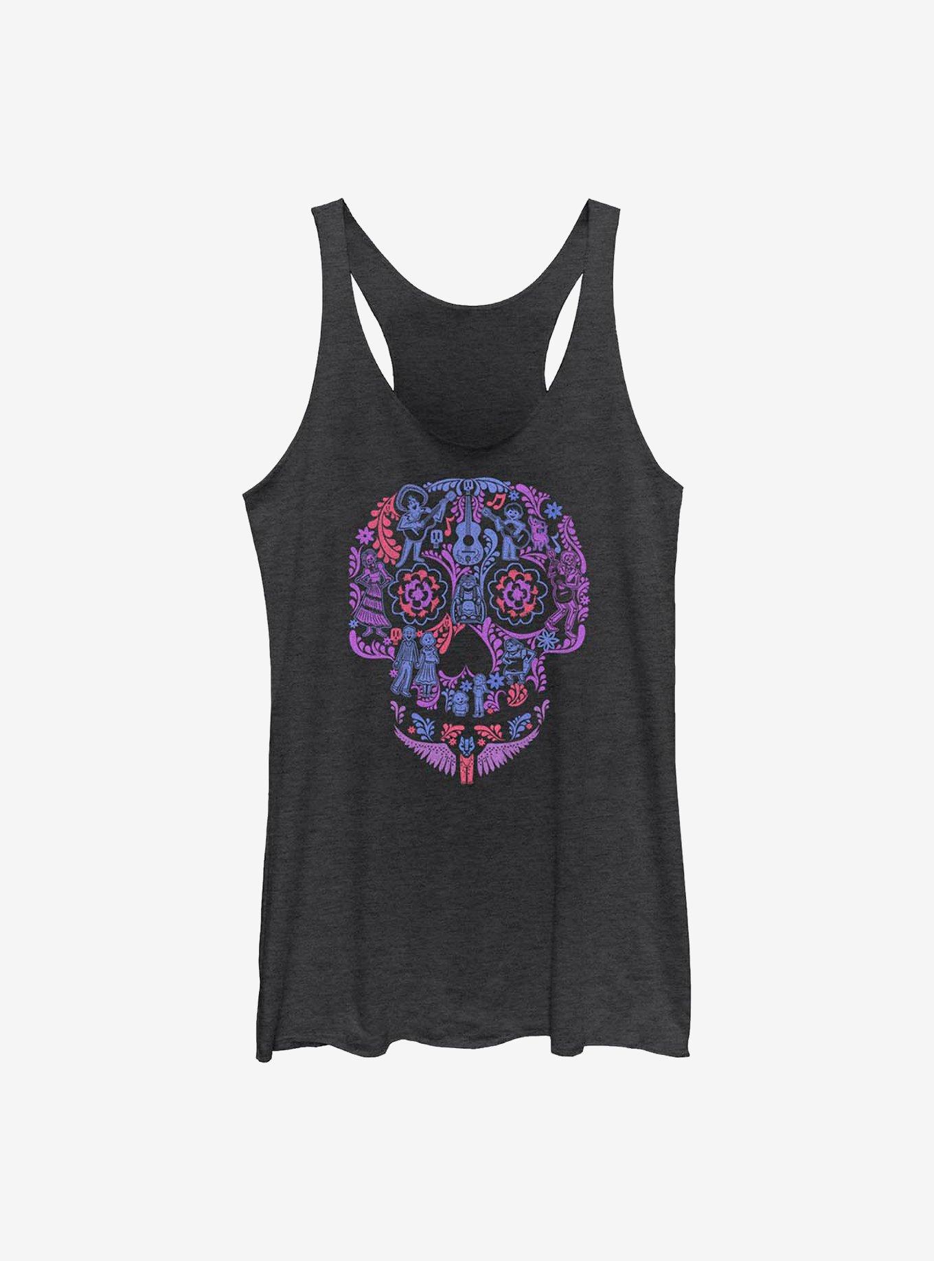 Disney Pixar Coco Skull Girls Tank, BLK HTR, hi-res