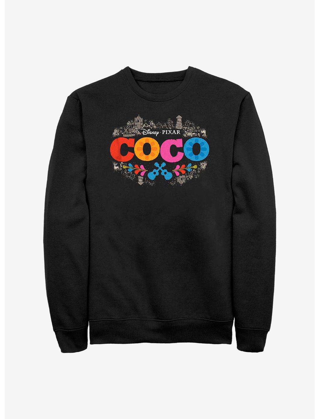 Disney Pixar Coco Artistic Logo Crew Sweatshirt, BLACK, hi-res