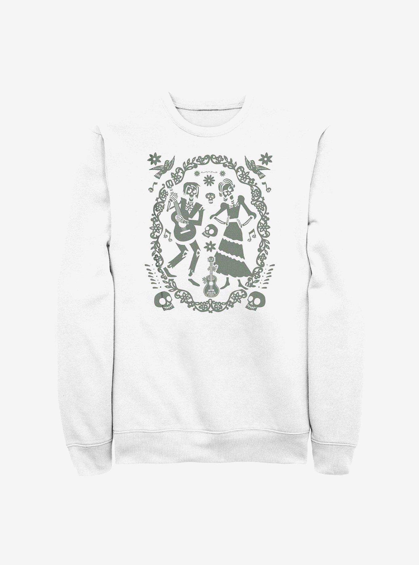 Disney Pixar Coco Paper Art Oval Crew Sweatshirt, WHITE, hi-res