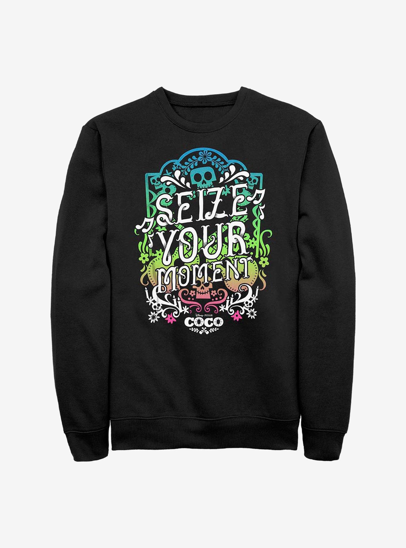 Disney Pixar Coco Seize Your Moment Crew Sweatshirt, BLACK, hi-res