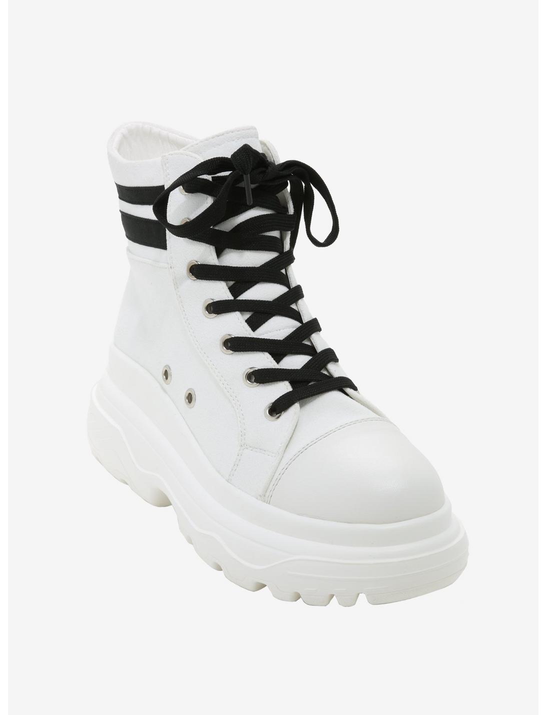 White & Black Varsity Stripe Chunky Hi-Top Sneakers, MULTI, hi-res