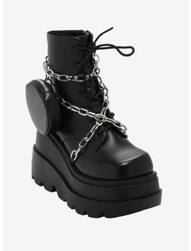 Black Pocket & Chain Platform Boots, , hi-res