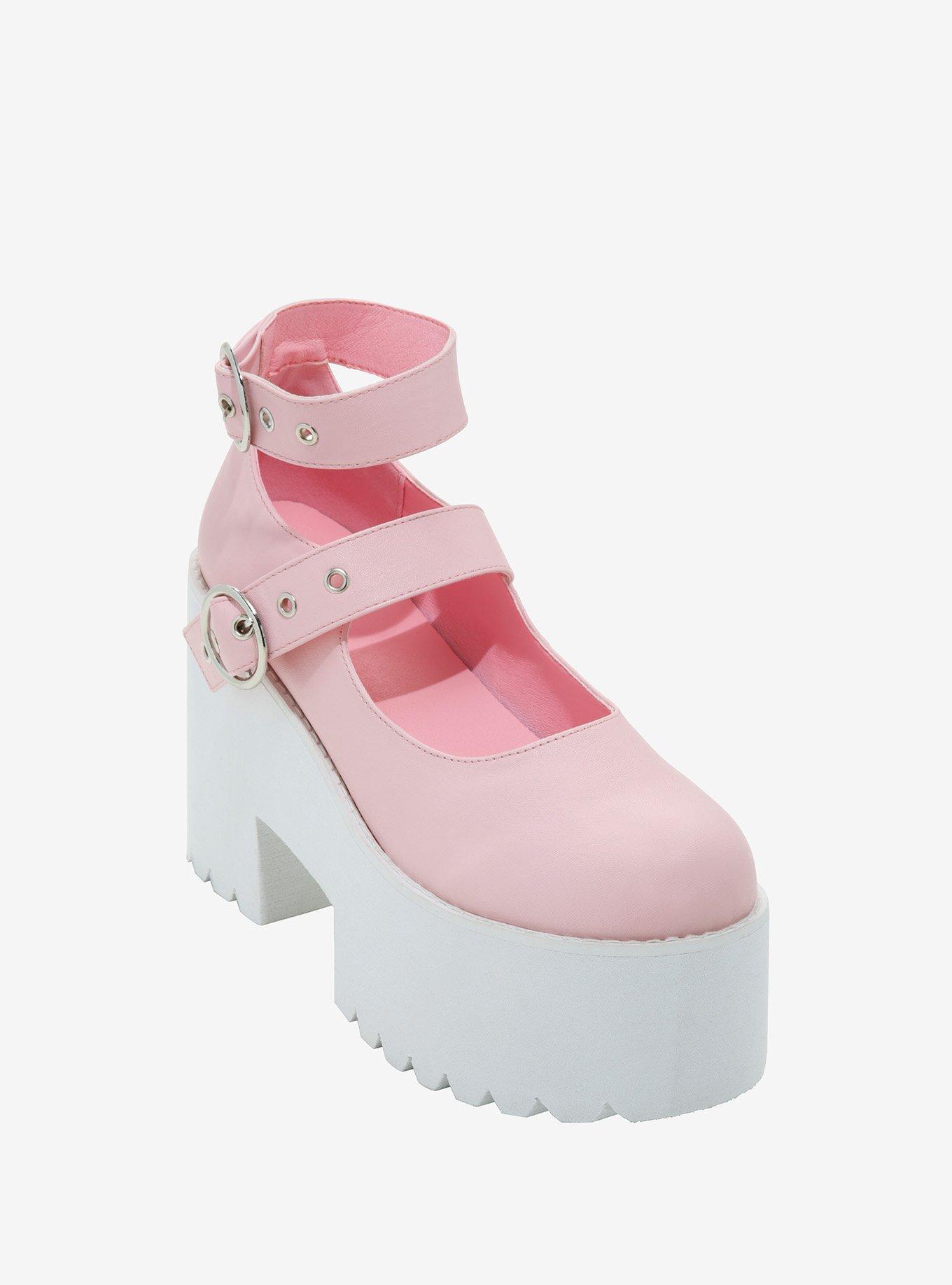 Pastel Pink Double Strap Platform Mary Janes | Hot Topic