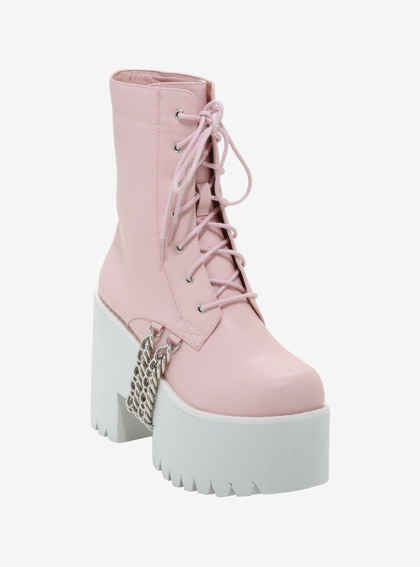 Pink Drop Chain Platform Boots | Hot Topic