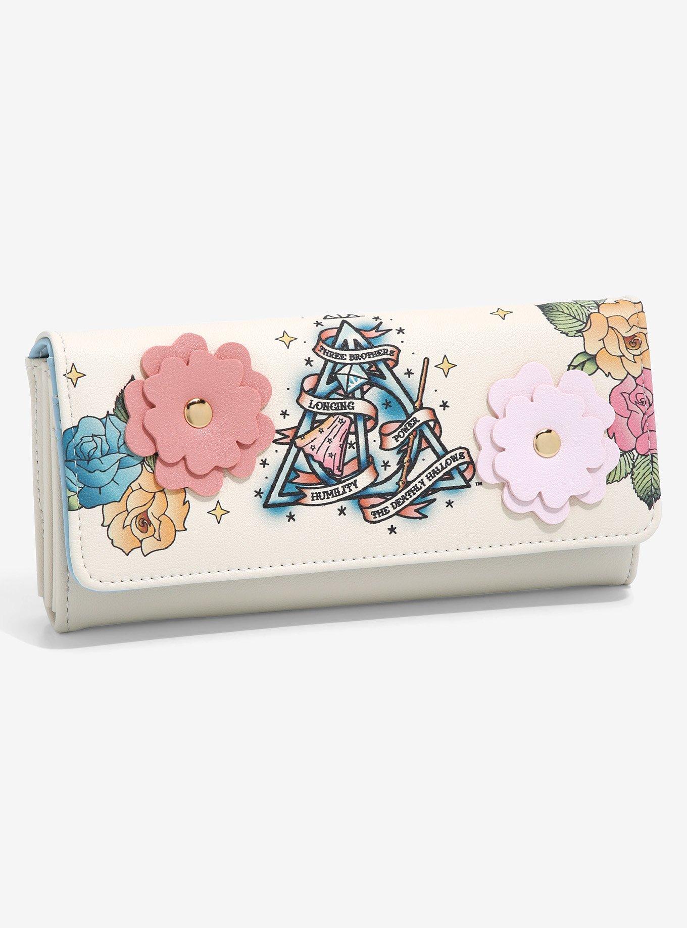 Harry Potter Deathly Hallows Logo Floral Wallet BoxLunch Exclusive