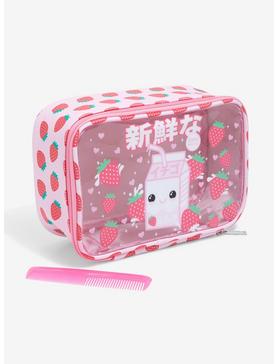 Kawaii Strawberry Milk Makeup Bag, , hi-res