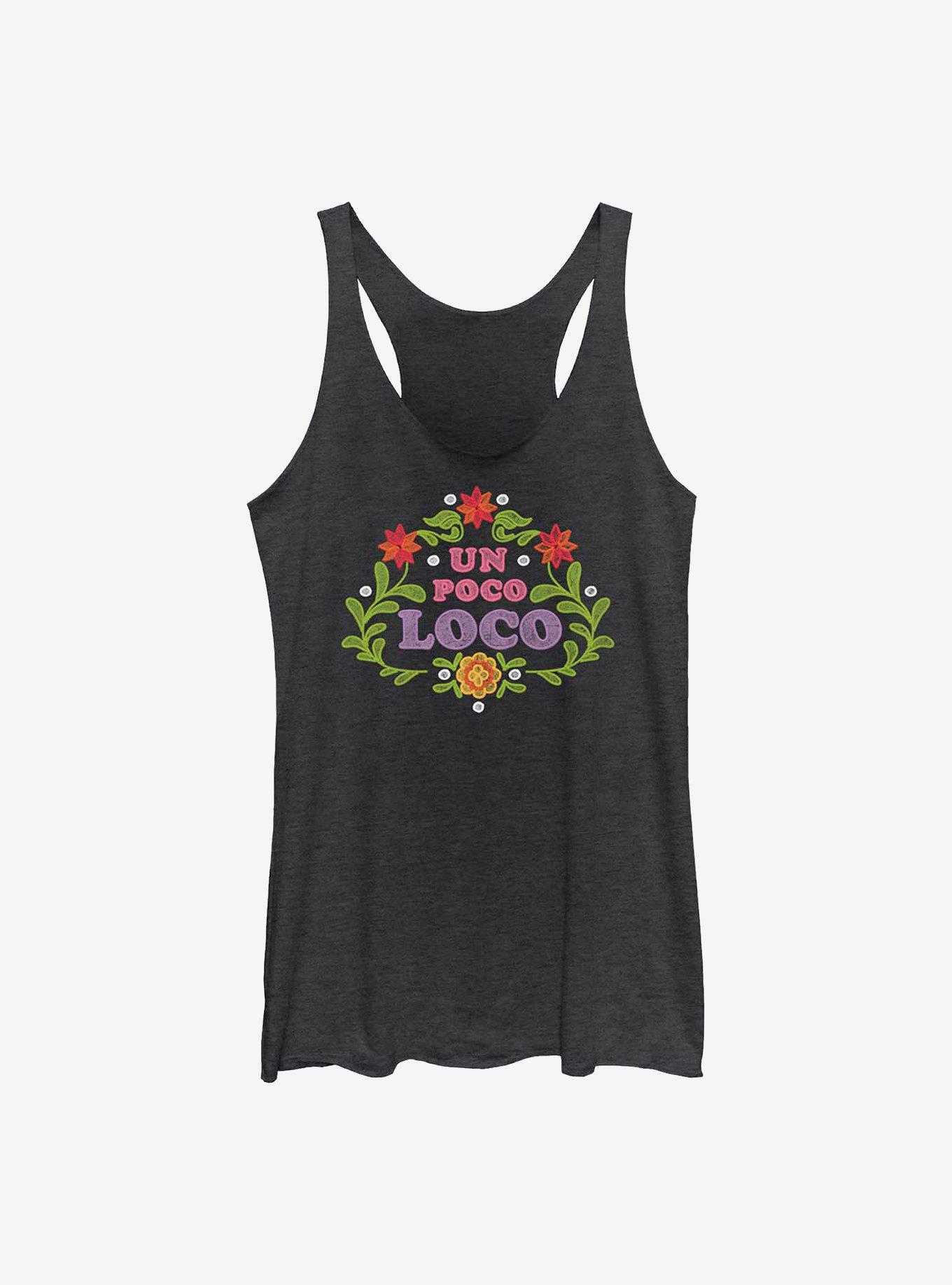 Disney Pixar Coco Un Poco Loco Floral Emblem Girls Tank, BLK HTR, hi-res