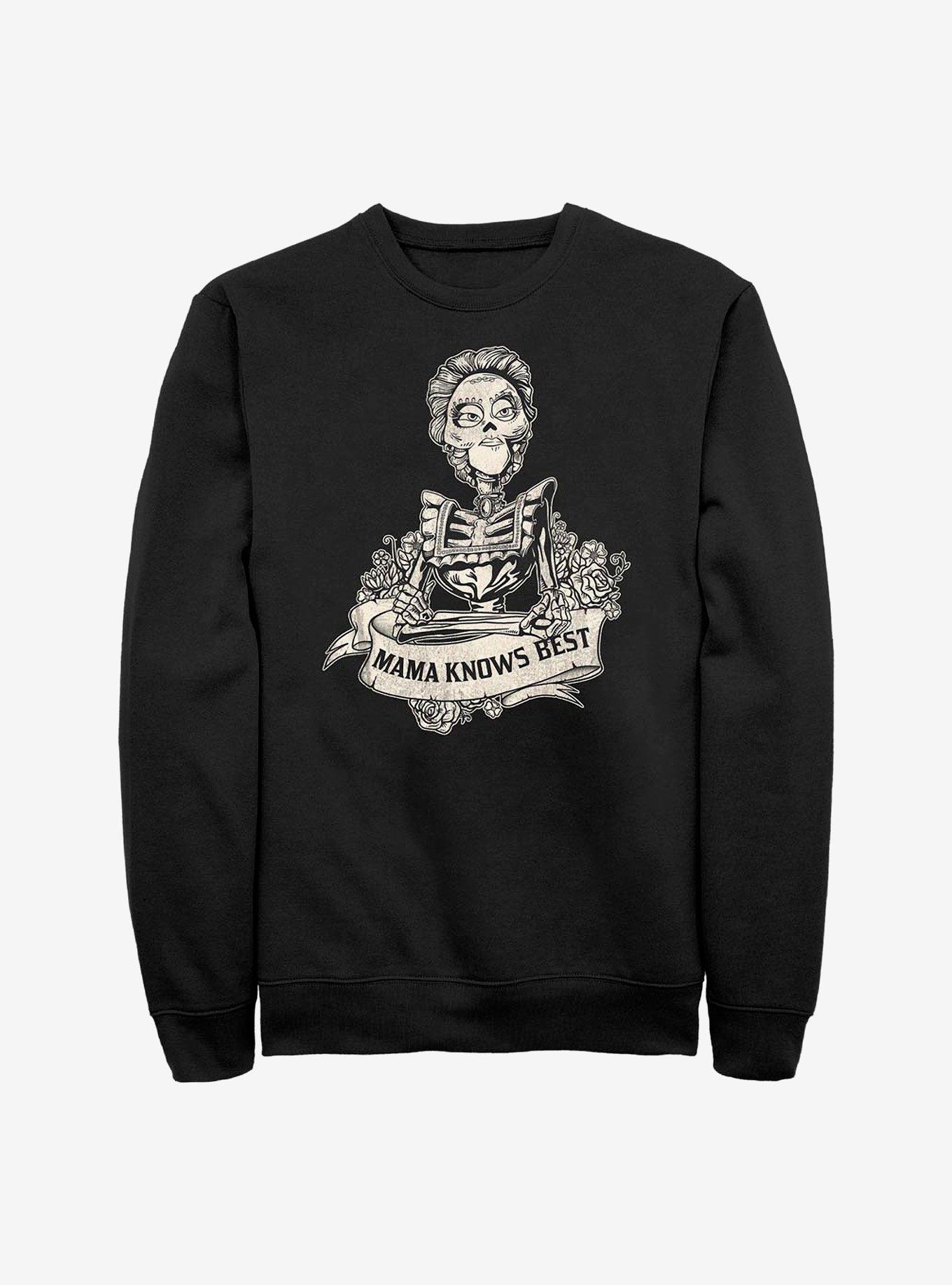 Disney Pixar Coco Mama Knows Best Crew Sweatshirt, BLACK, hi-res