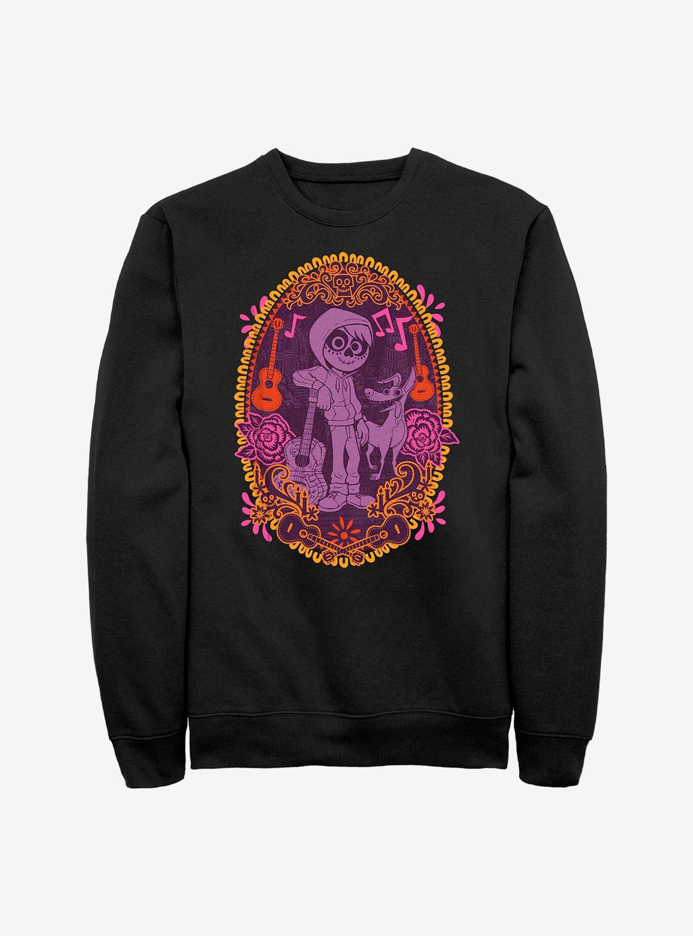 Disney Pixar Coco Miguel Colorful Portrait Crew Sweatshirt, BLACK, hi-res