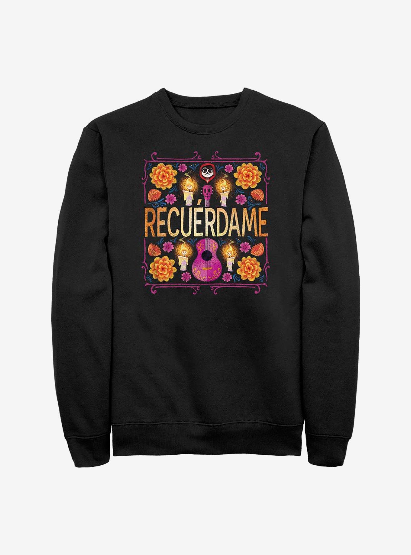 Disney Pixar Coco Recuerdame Crew Sweatshirt, BLACK, hi-res