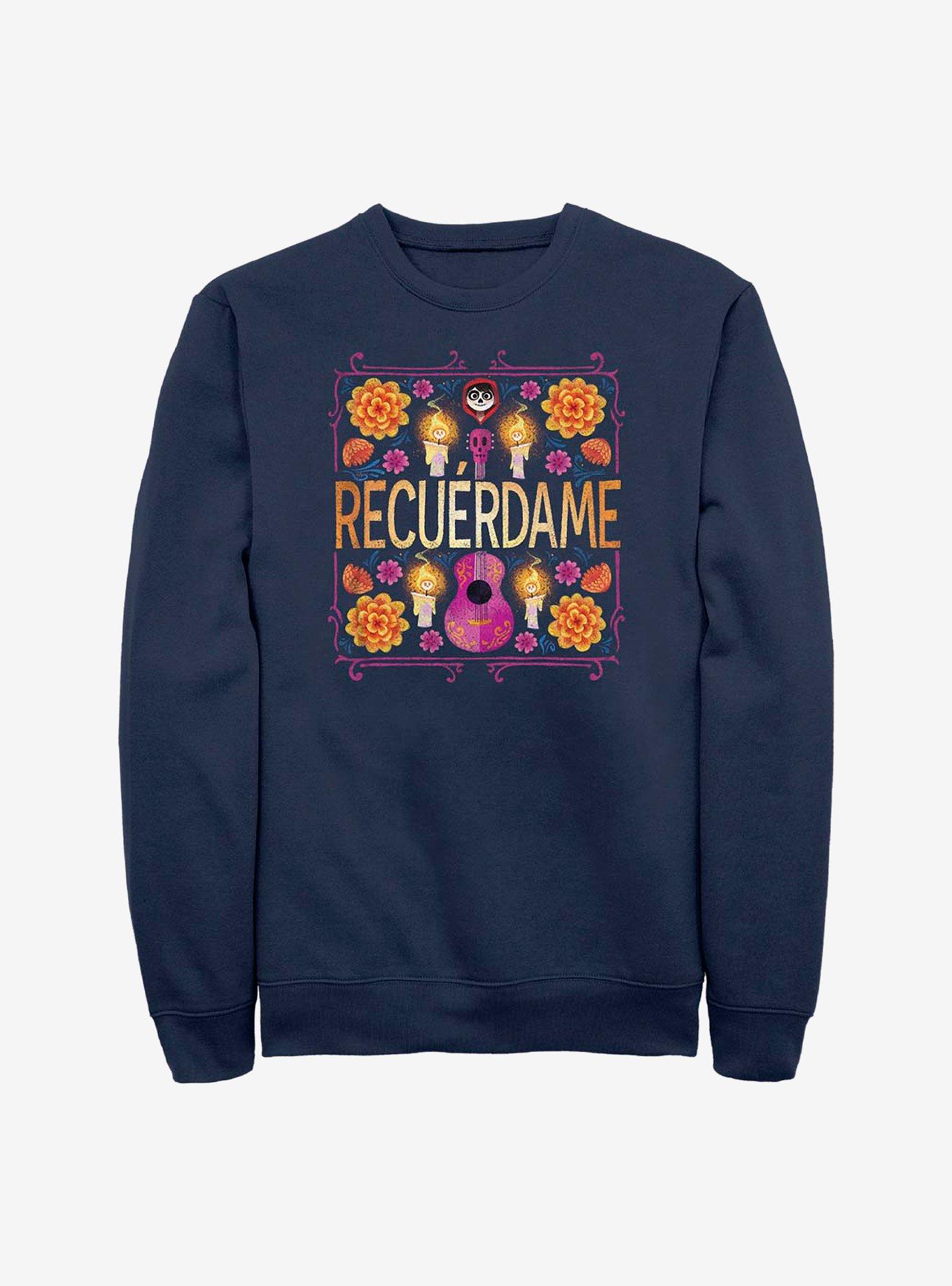 Disney Pixar Coco Recuerdame Crew Sweatshirt, NAVY, hi-res