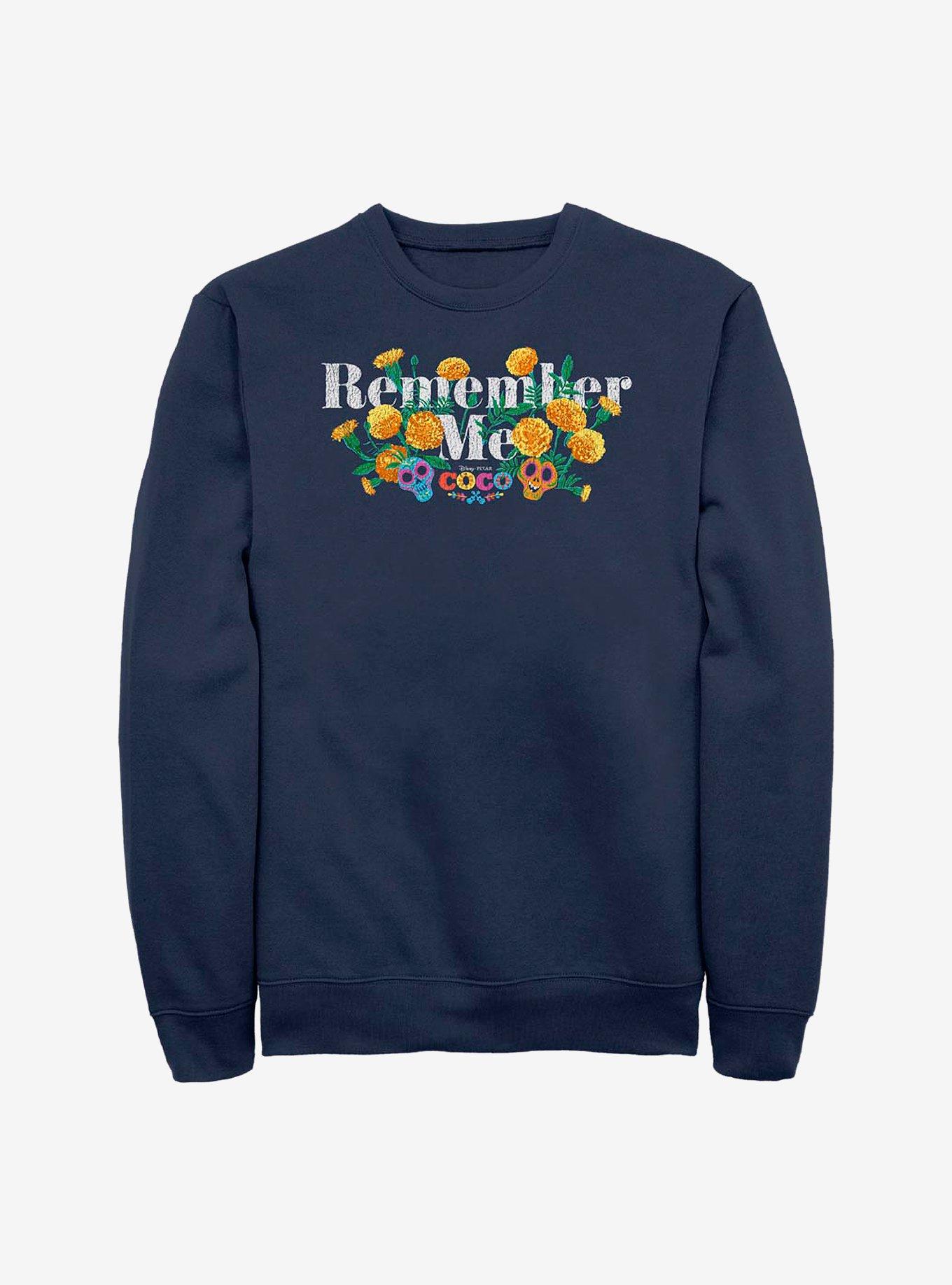 Disney Pixar Coco Remember Me Marigolds Crew Sweatshirt, NAVY, hi-res