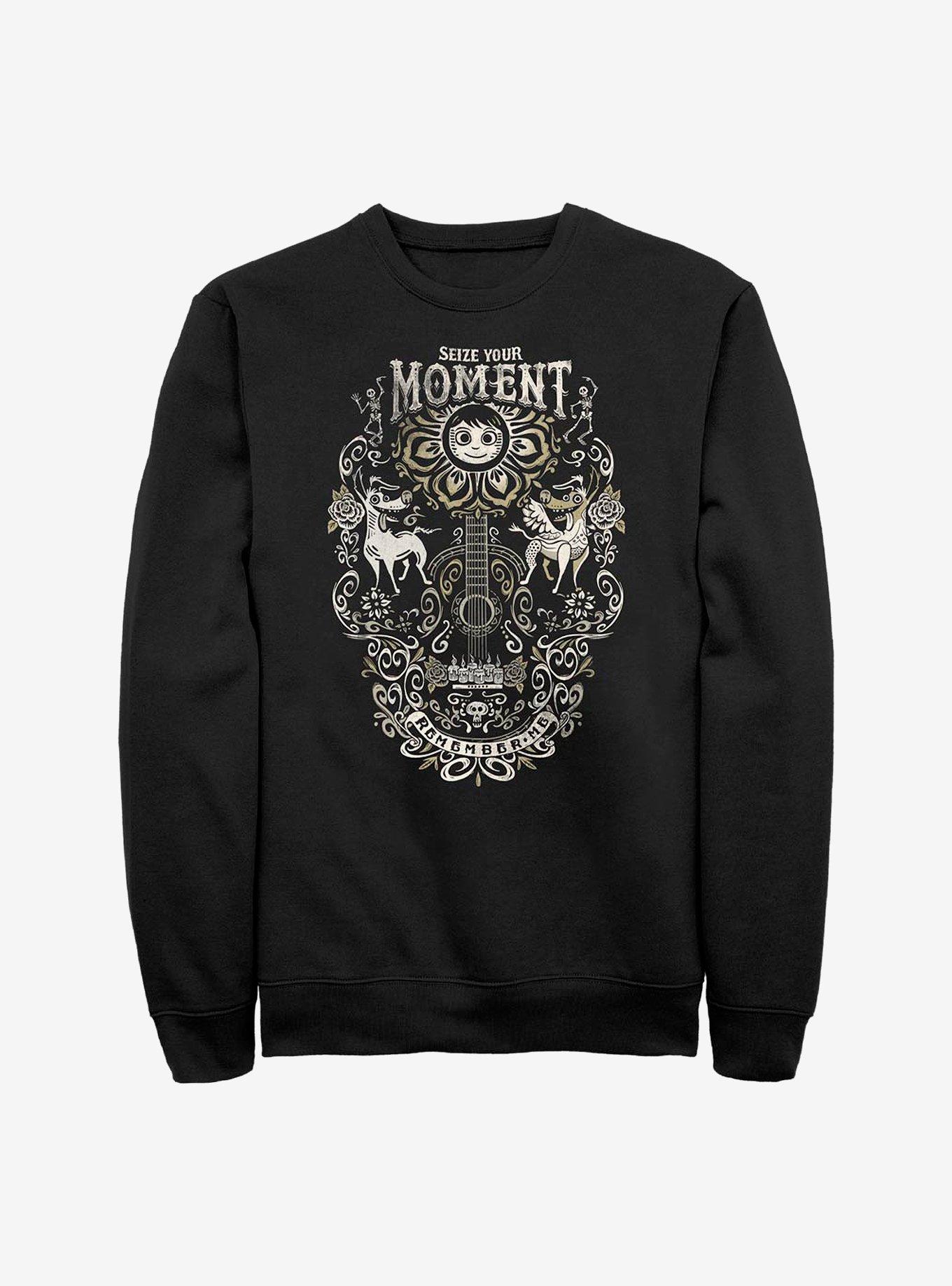 Disney Pixar Coco Seize Your Moment Remember Me Crew Sweatshirt, BLACK, hi-res