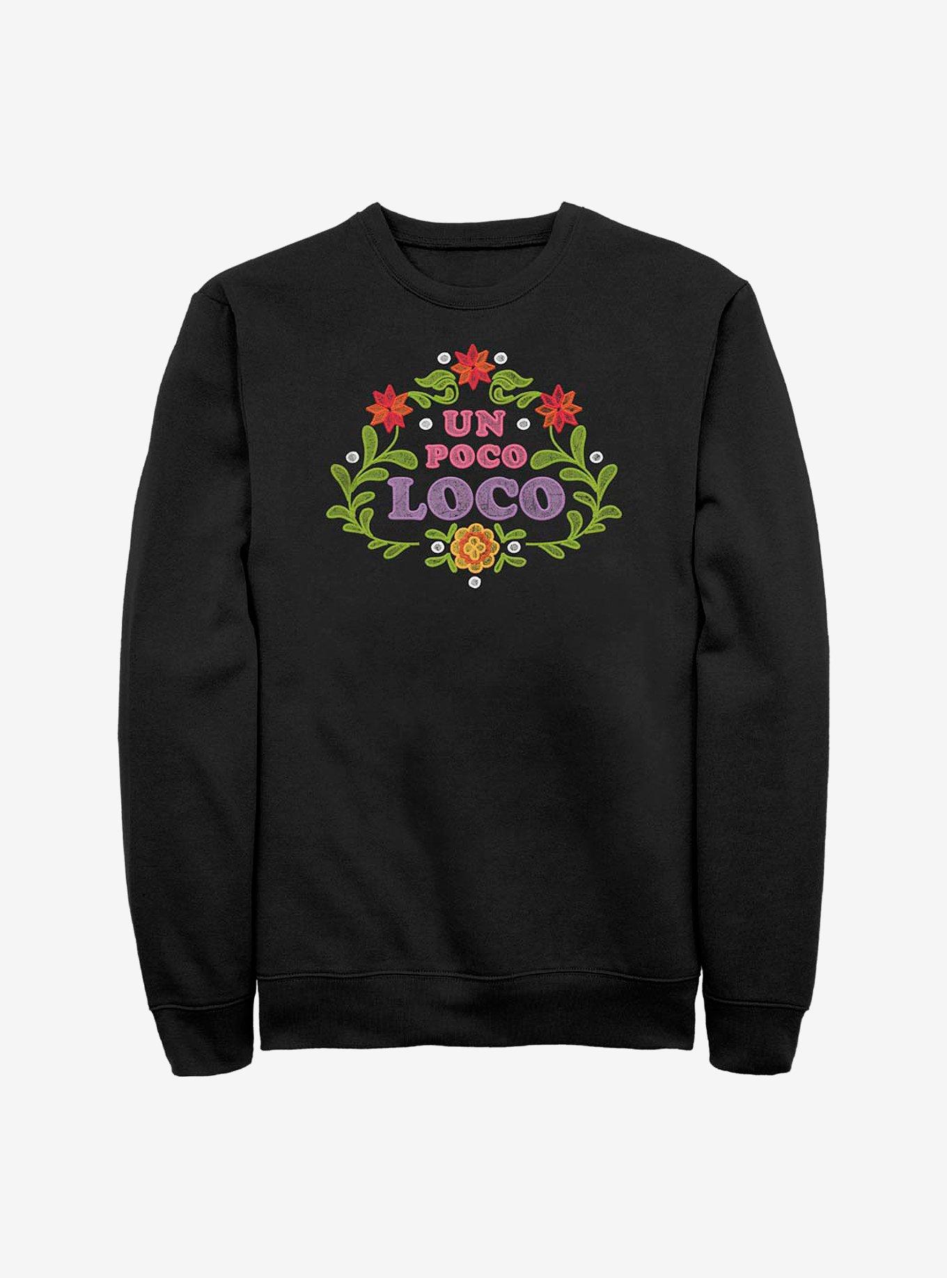 Disney Pixar Coco Un Poco Loco Floral Emblem Crew Sweatshirt