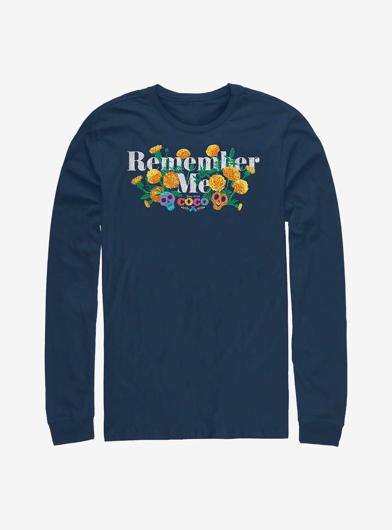 Disney Pixar Coco Remember Me Marigolds Long-Sleeve T-Shirt, NAVY, hi-res