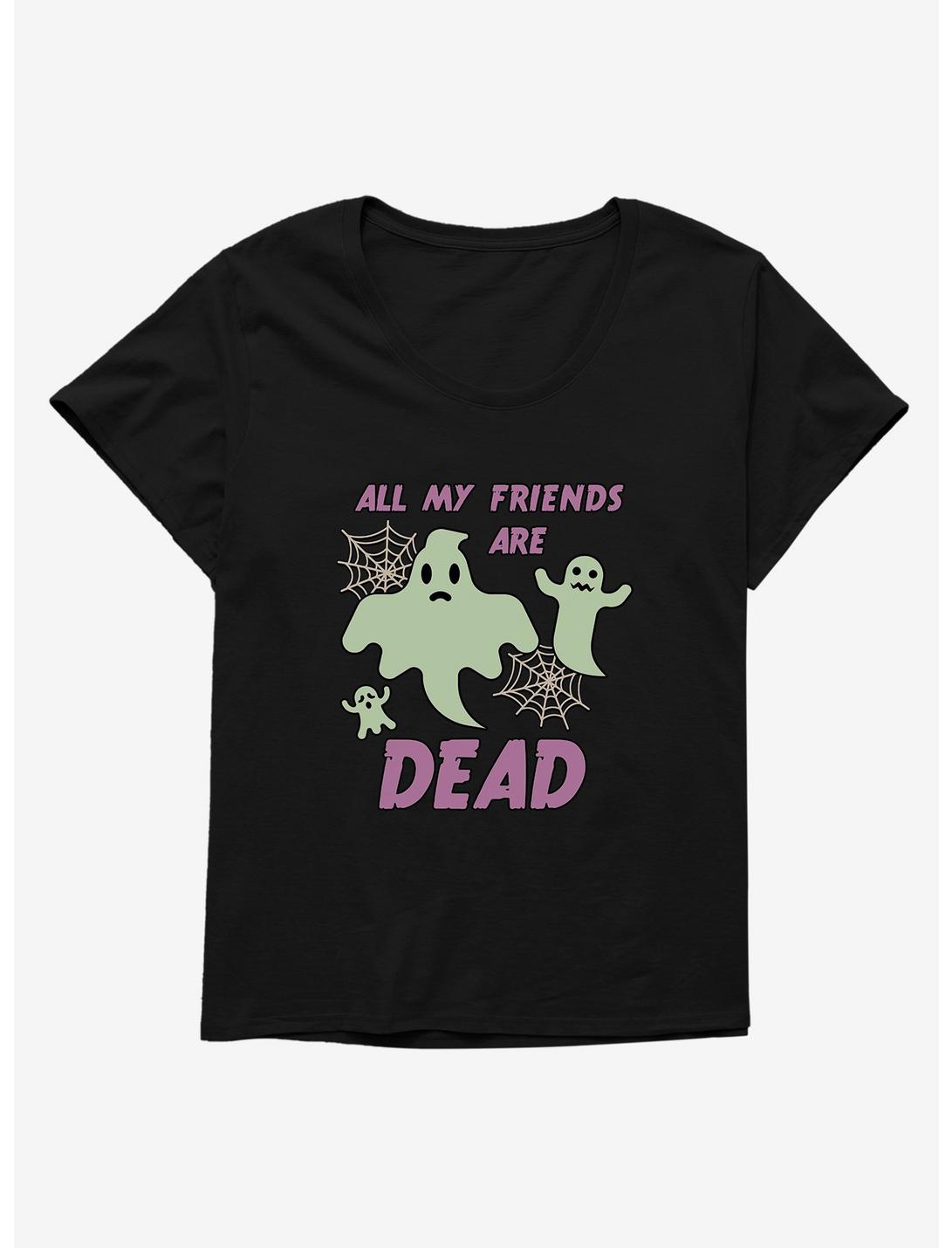 Halloween All My Friends Are Dead Ghosts Plus Size T-Shirt, BLACK, hi-res