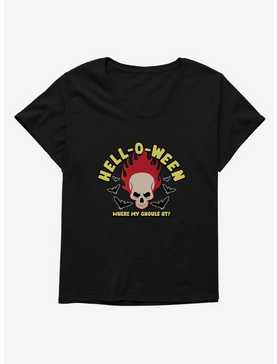 Halloween Hell-O-Ween Flaming Skull Plus Size T-Shirt, , hi-res