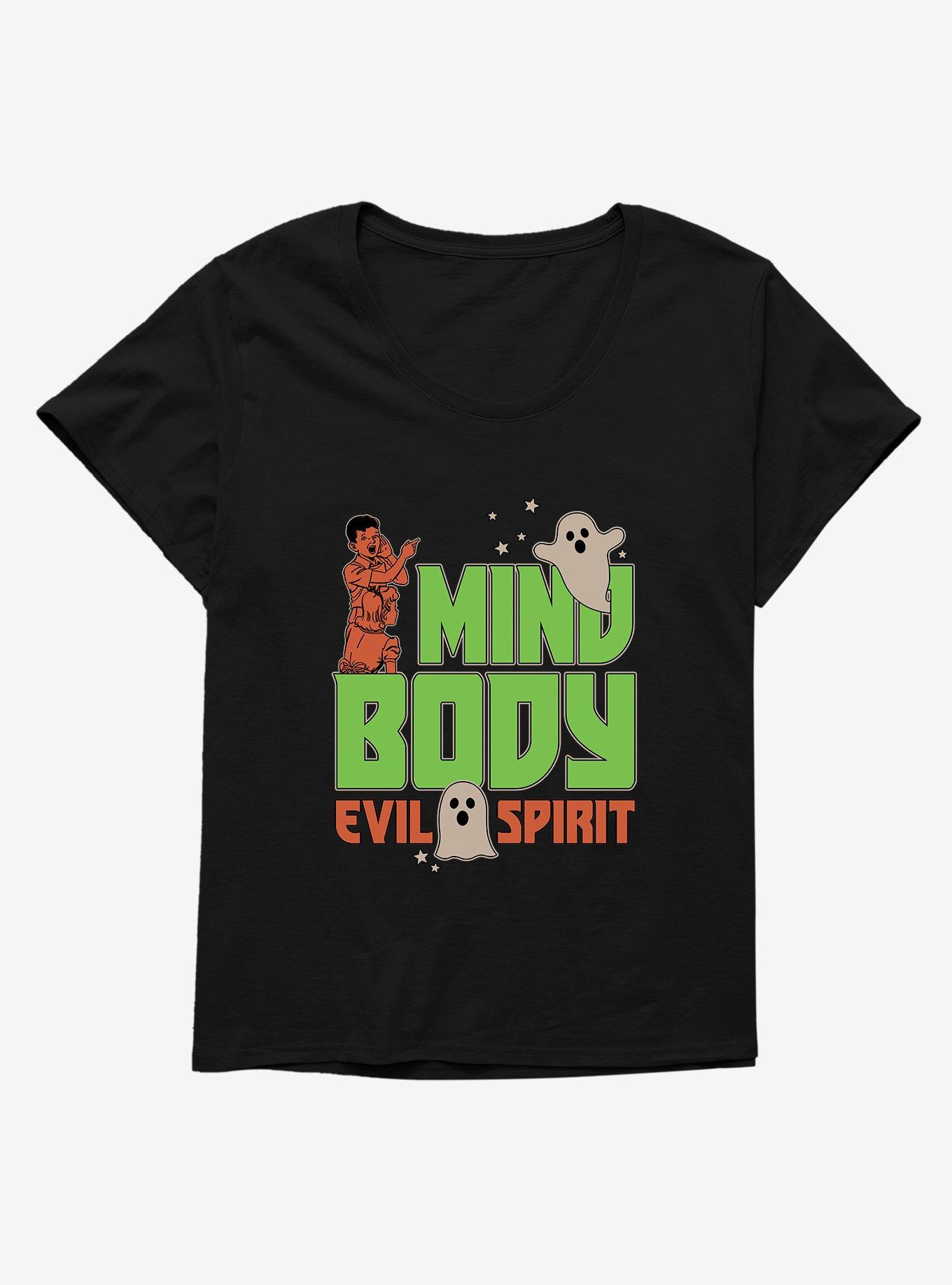 Halloween Mind, Body, Evil Spirit Plus Size T-Shirt, BLACK, hi-res