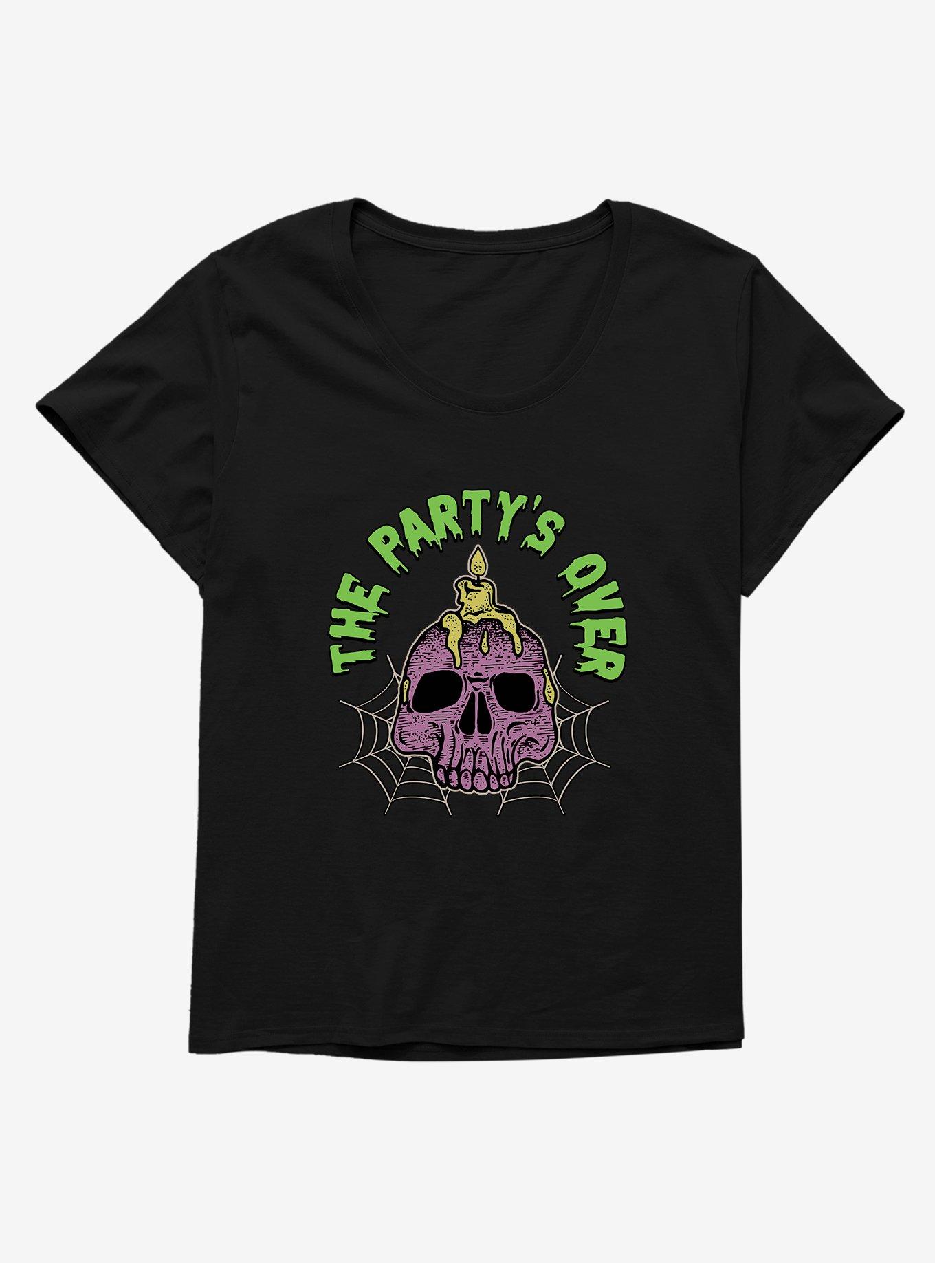 Halloween Party'S Over Skull Plus Size T-Shirt, BLACK, hi-res