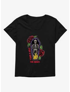 Halloween Smell The Roses Skeleton Plus Size T-Shirt, , hi-res