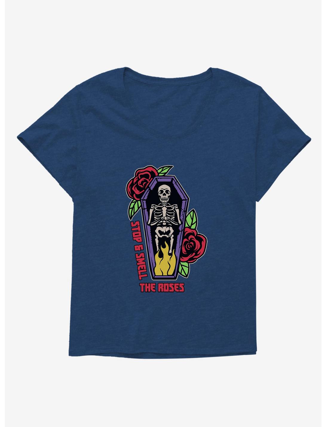 Halloween Smell The Roses Plus Size T-Shirt, ATHLETIC NAVY, hi-res