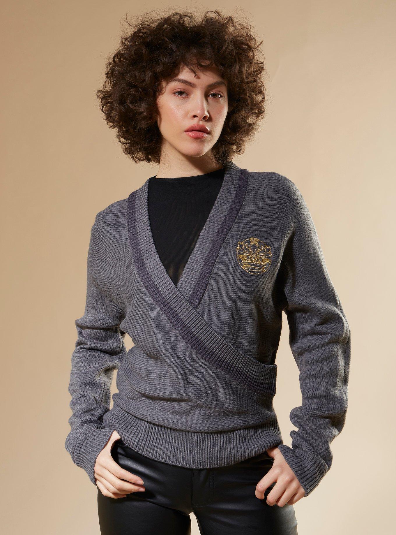 Outlander Crowned Thistle Crossover Knit Sweater, MULTI, hi-res