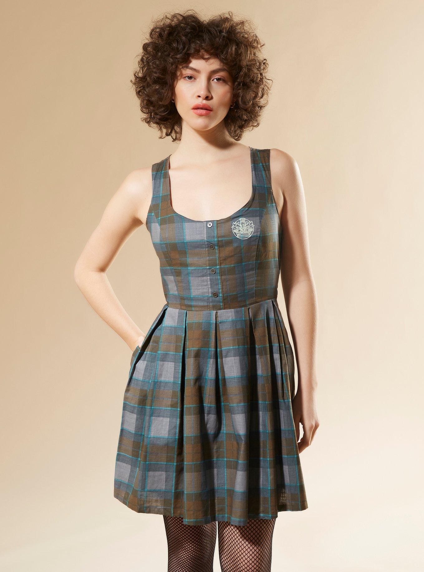 Lace up outlet plaid dress