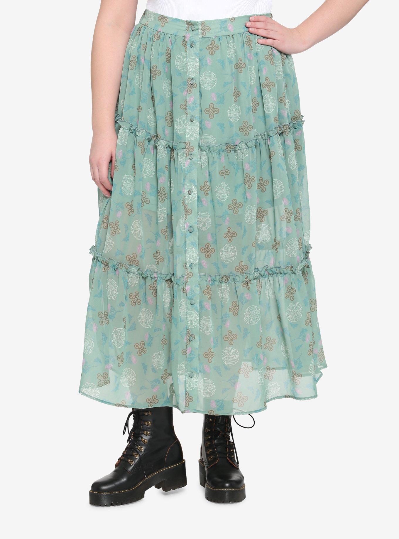 Outlander Tiered Midi Skirt Plus Size, MULTI, hi-res