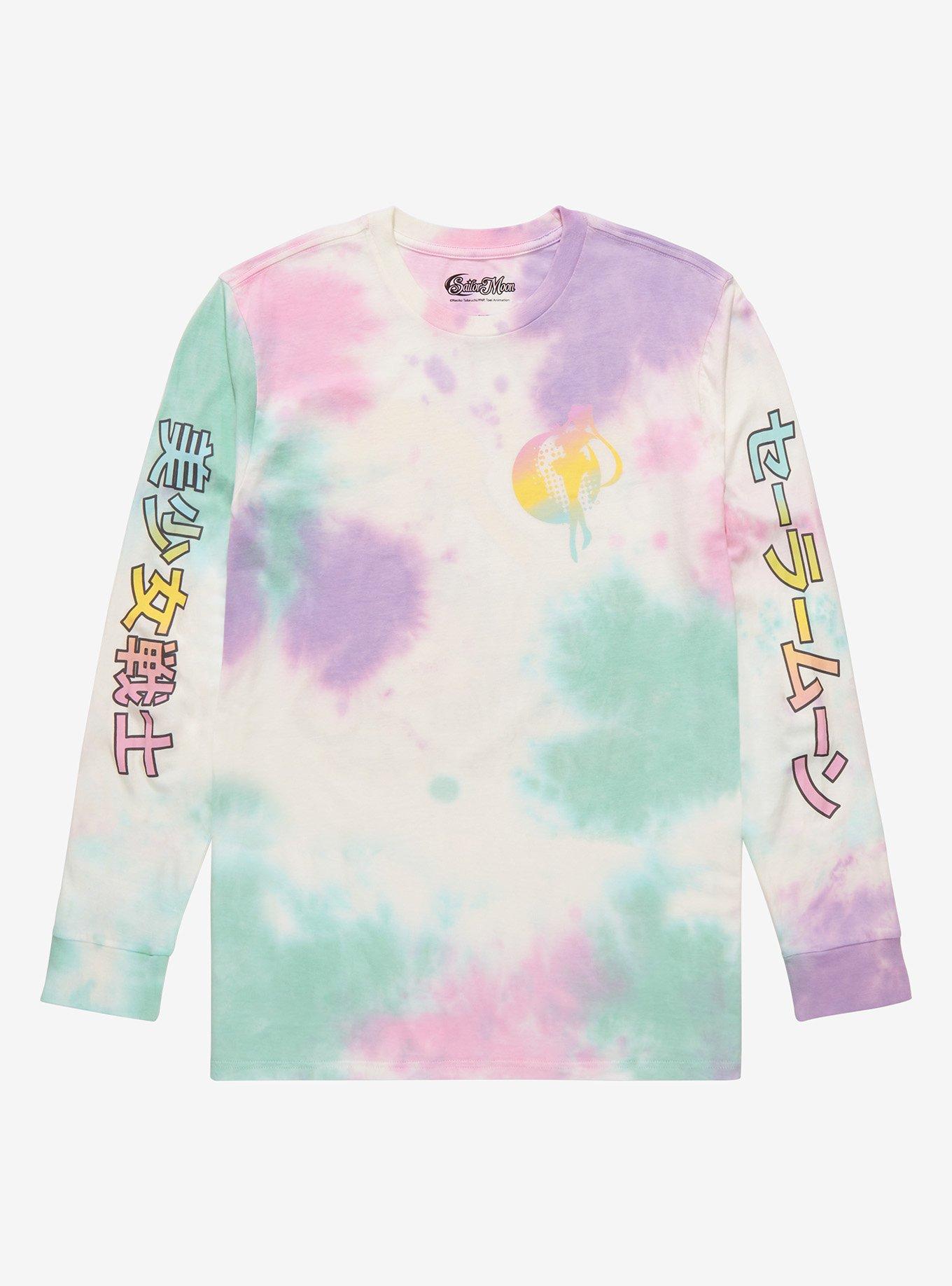 Sailor Moon Katakana Tie-Dye Long Sleeve T-Shirt - BoxLunch Exclusive, TIE DYE, hi-res