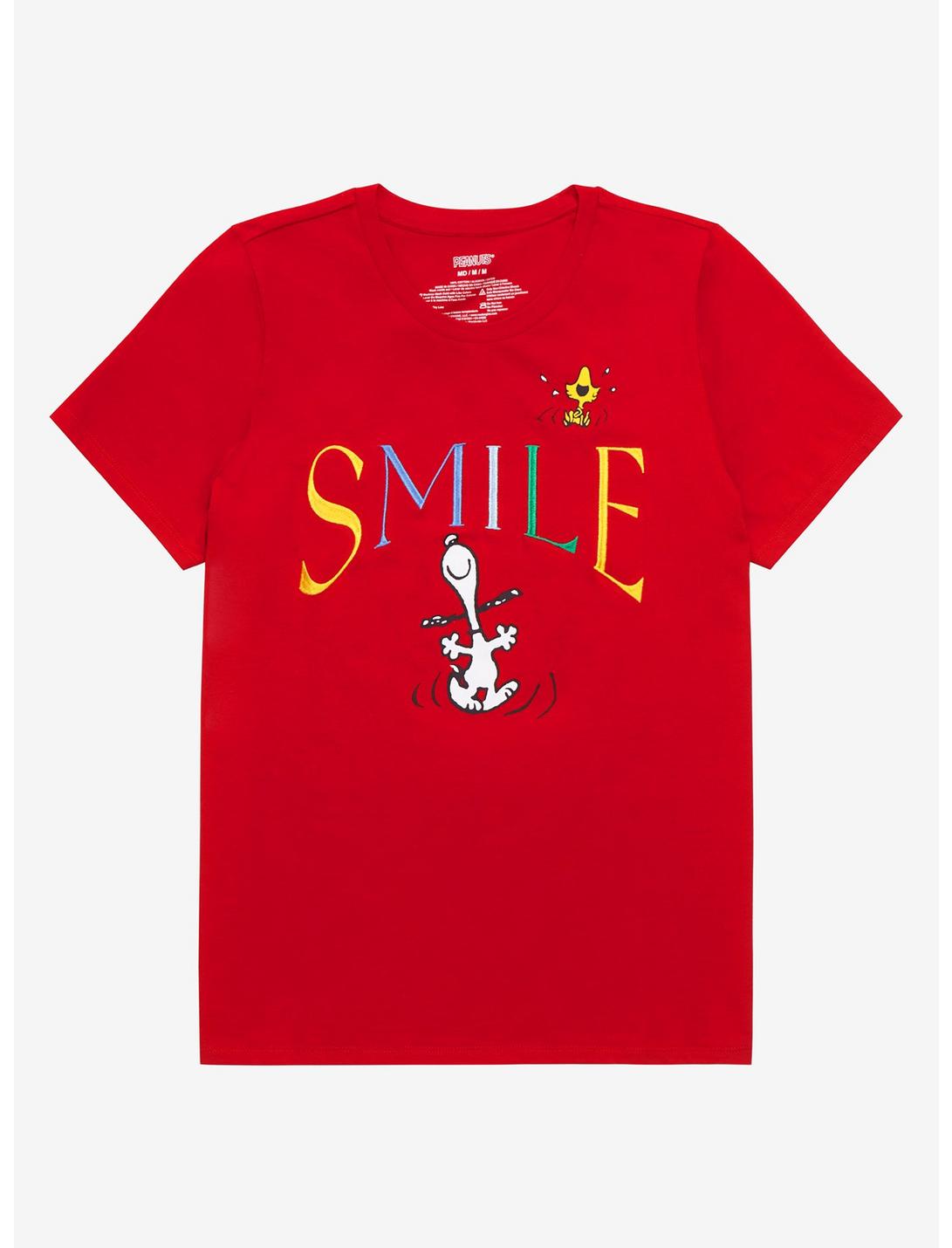 Peanuts Snoopy & Woodstock Smile Women's T-Shirt -  BoxLunch Exclusive, RED, hi-res