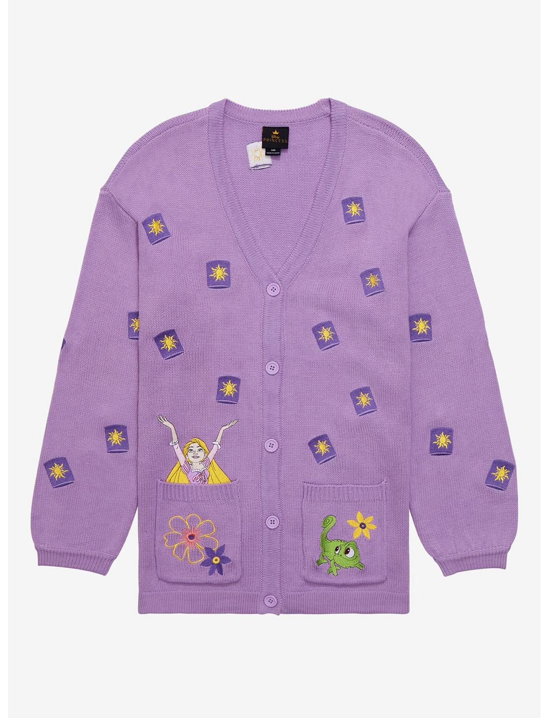 Disney Tangled Rapunzel & Pascal Floating Lanterns Women's Cardigan - BoxLunch Exclusive, LILAC, hi-res