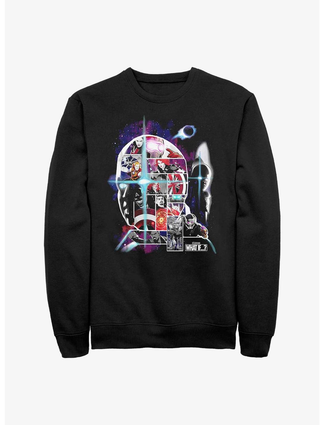 Marvel What If...? The Watcher Face Fill Crew Sweatshirt, BLACK, hi-res
