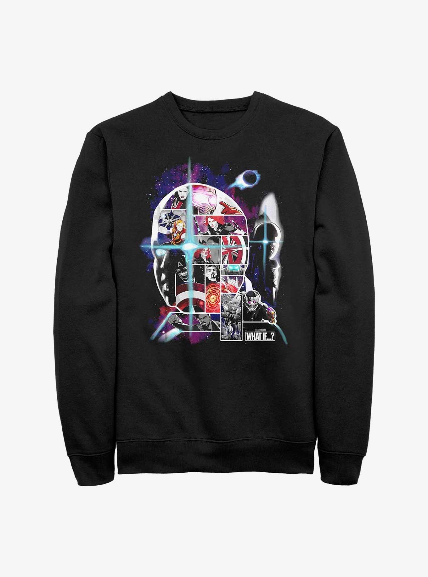 Marvel What If...? The Watcher Face Fill Crew Sweatshirt, BLACK, hi-res